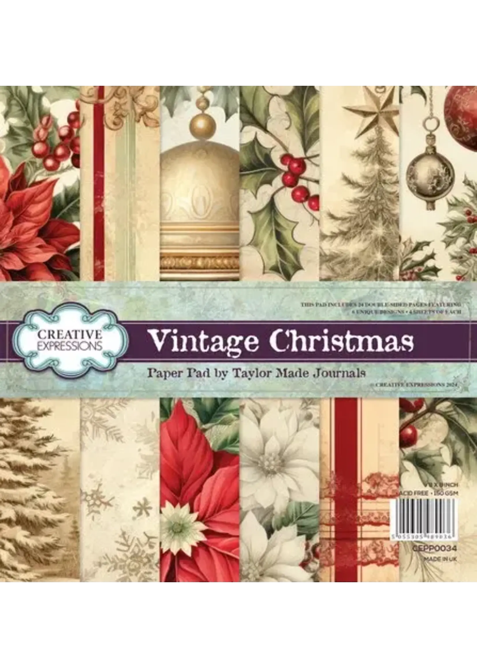 Taylor Made Journals 8x8 Inch Paper Pad Vintage Christmas (CEPP0034)