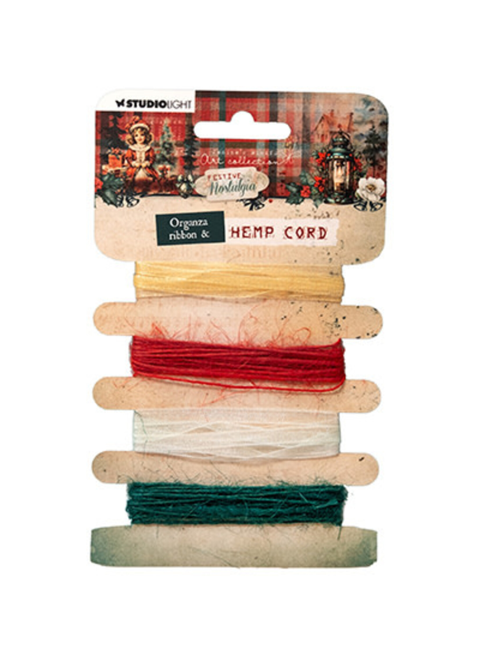 JMA-FN-RIB15 - Organza (5mm) & hemp cord Festive Nostalgia nr.15