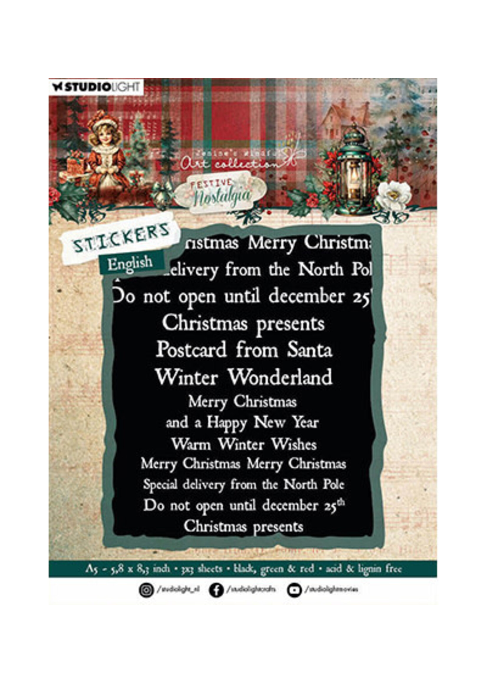 JMA-FN-STIC25 - Black, red & green - English Festive Nostalgia nr.25