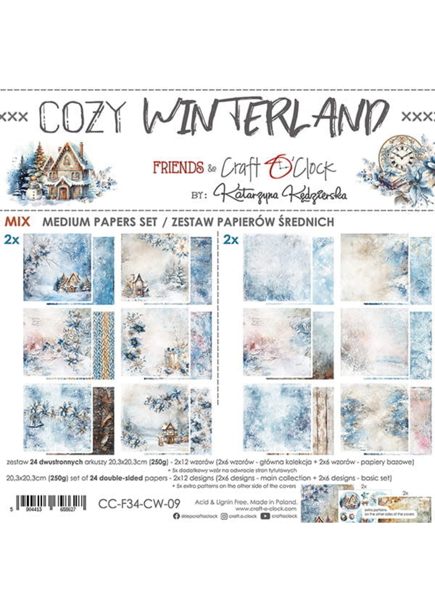 COZY WINTERLAND - een set vloeitjes 20,3x20,3cm - MIX