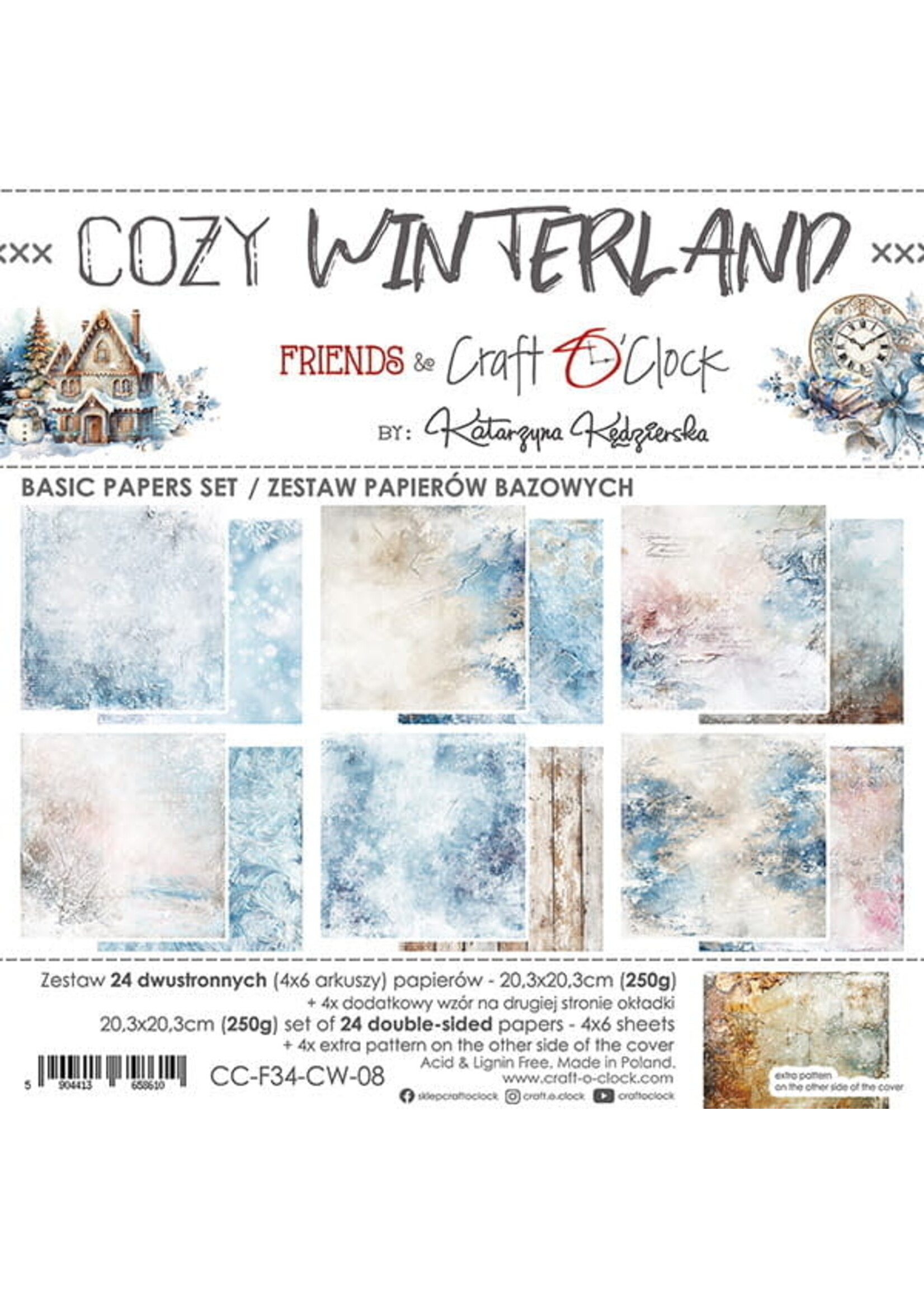 COZY WINTERLAND - een set papieren 20,3x20,3cm - BASIC