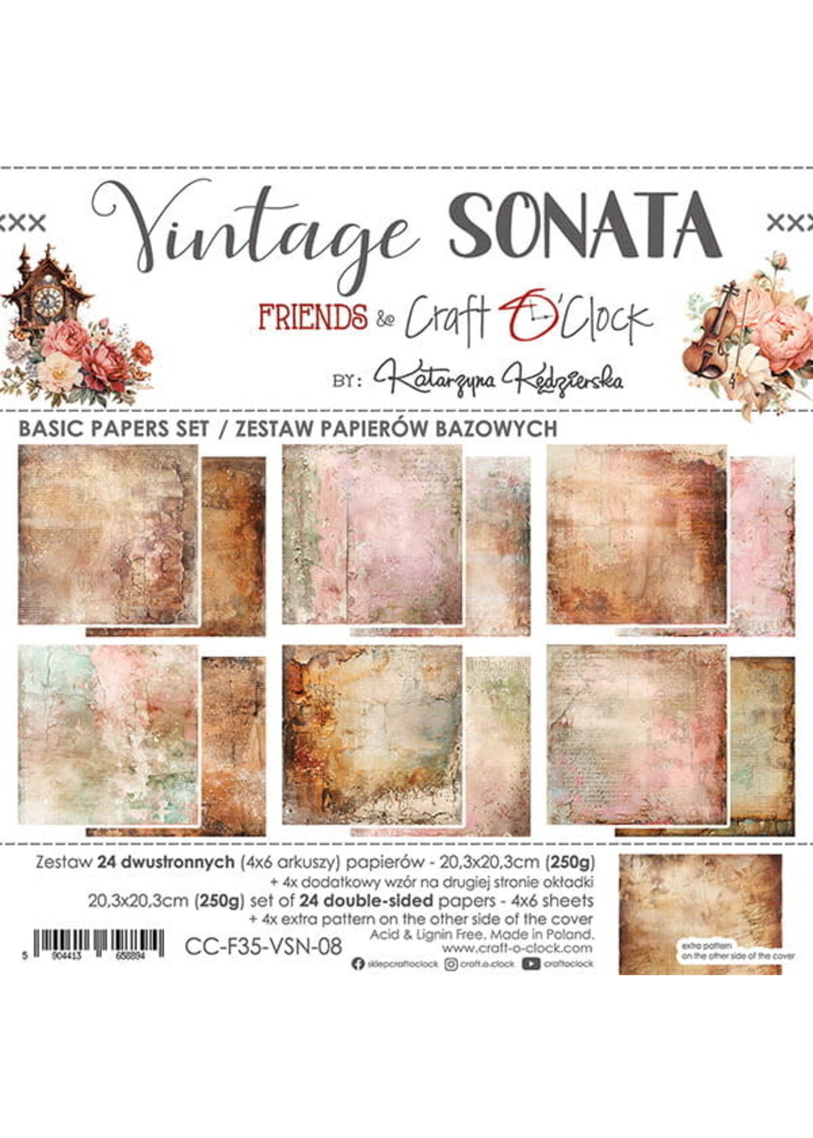 VINTAGE SONATA - een set papieren 20,3x20,3cm - BASIC