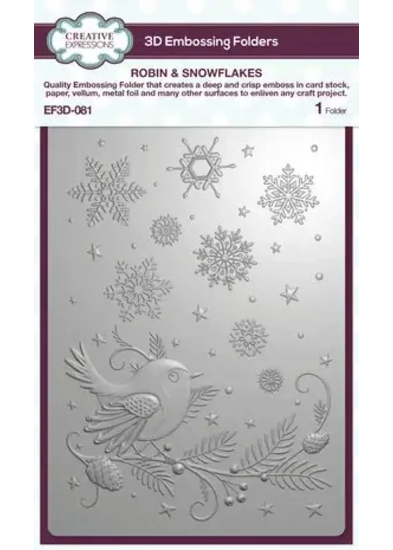 Robin & Snowflakes 3D Embossing Folder (EF3D-081)