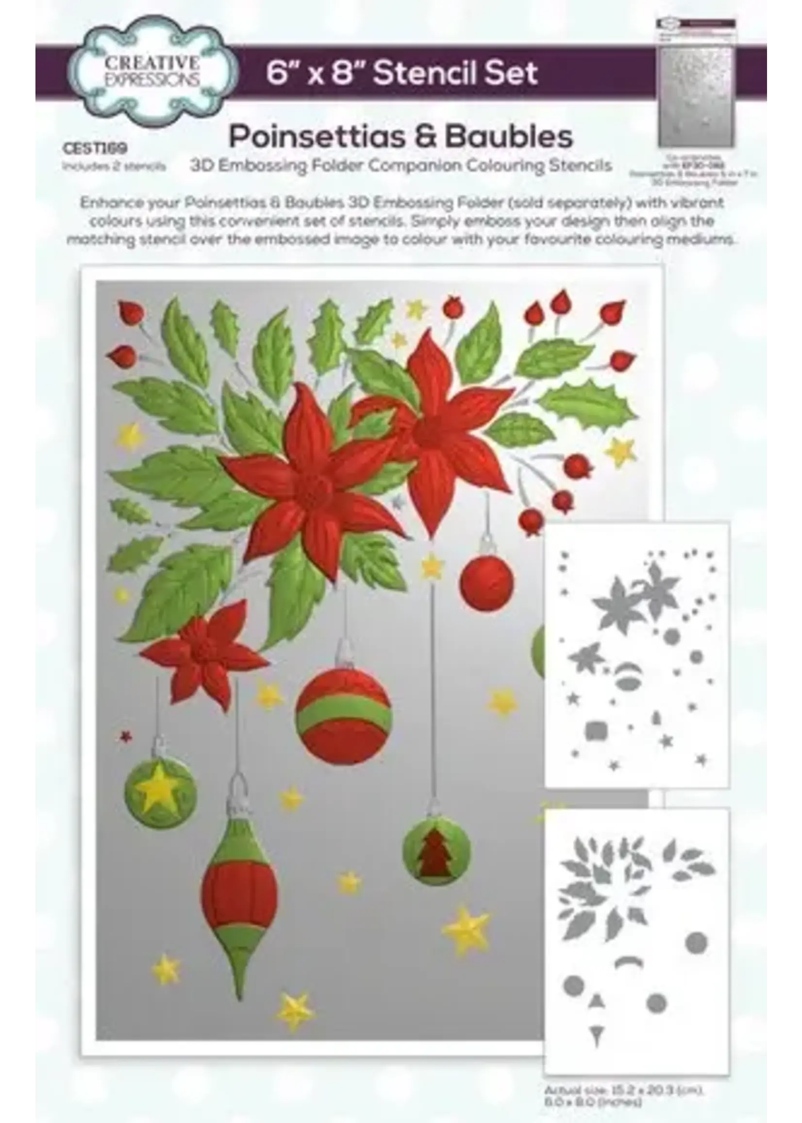 Poinsettias & Baubles Companion Colouring Stencil (CEST169)