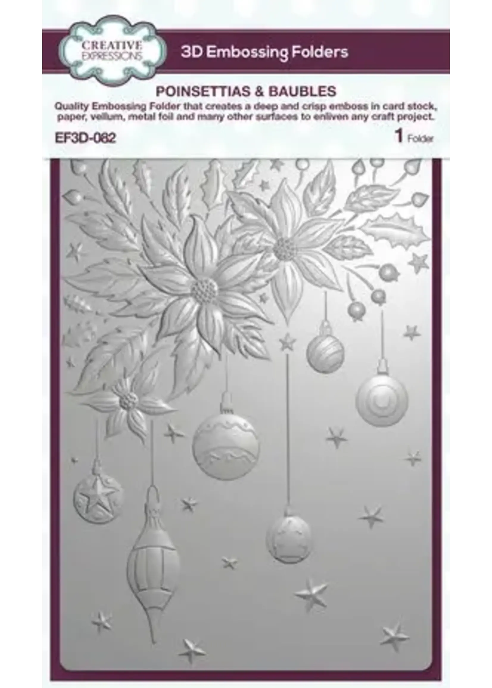 Poinsettias & Baubles 3D Embossing Folder (EF3D-082)