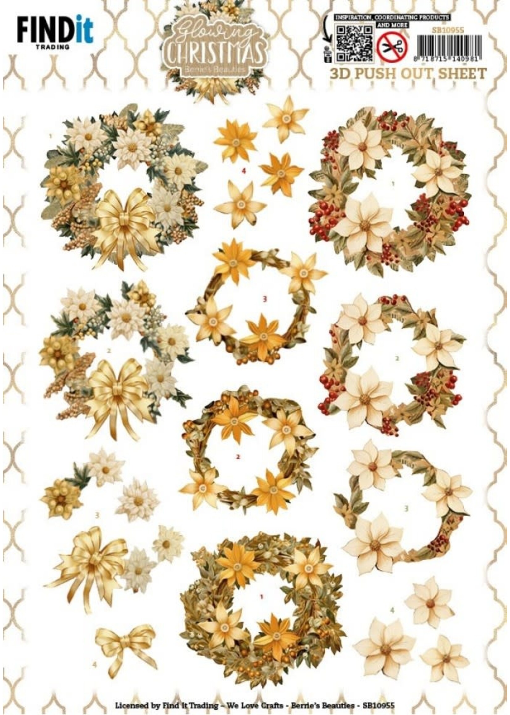 3D Push Out - Berries Beauties - Glowing Christmas - Wreath