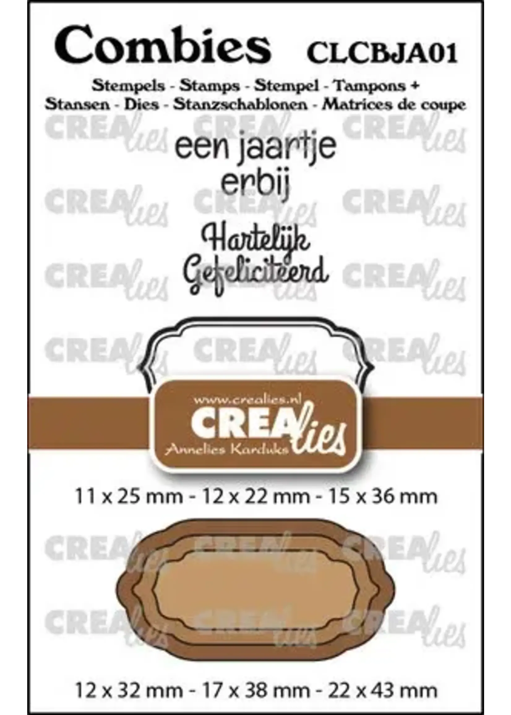 Combies Stempel + Stans No. 1 Stempelset Jarig (teksten + tags/labels) (CLCBJA01)