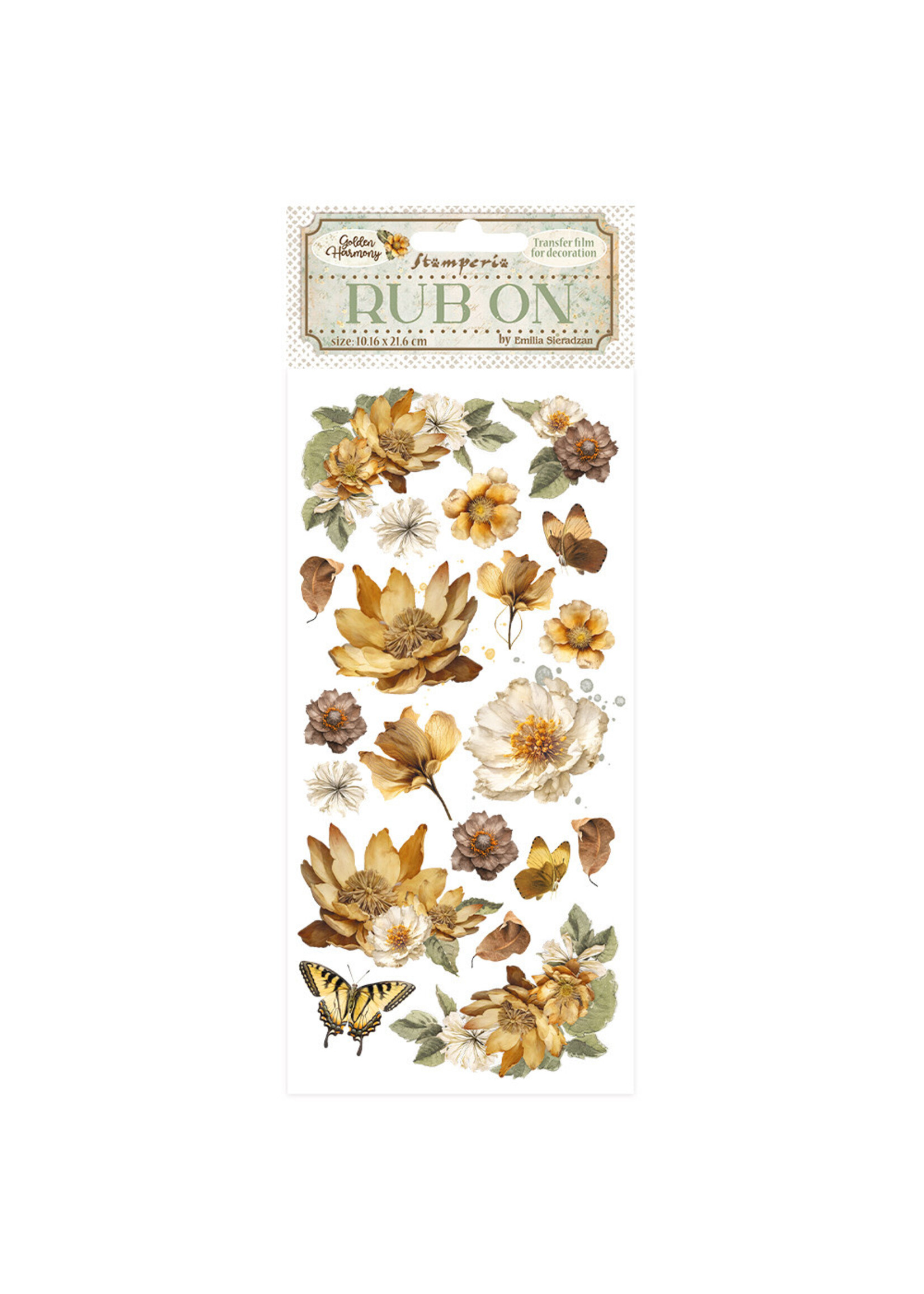 Rub-on cm 10,16x21,6 - Golden Harmony bloemen CME-code: DFLRB112