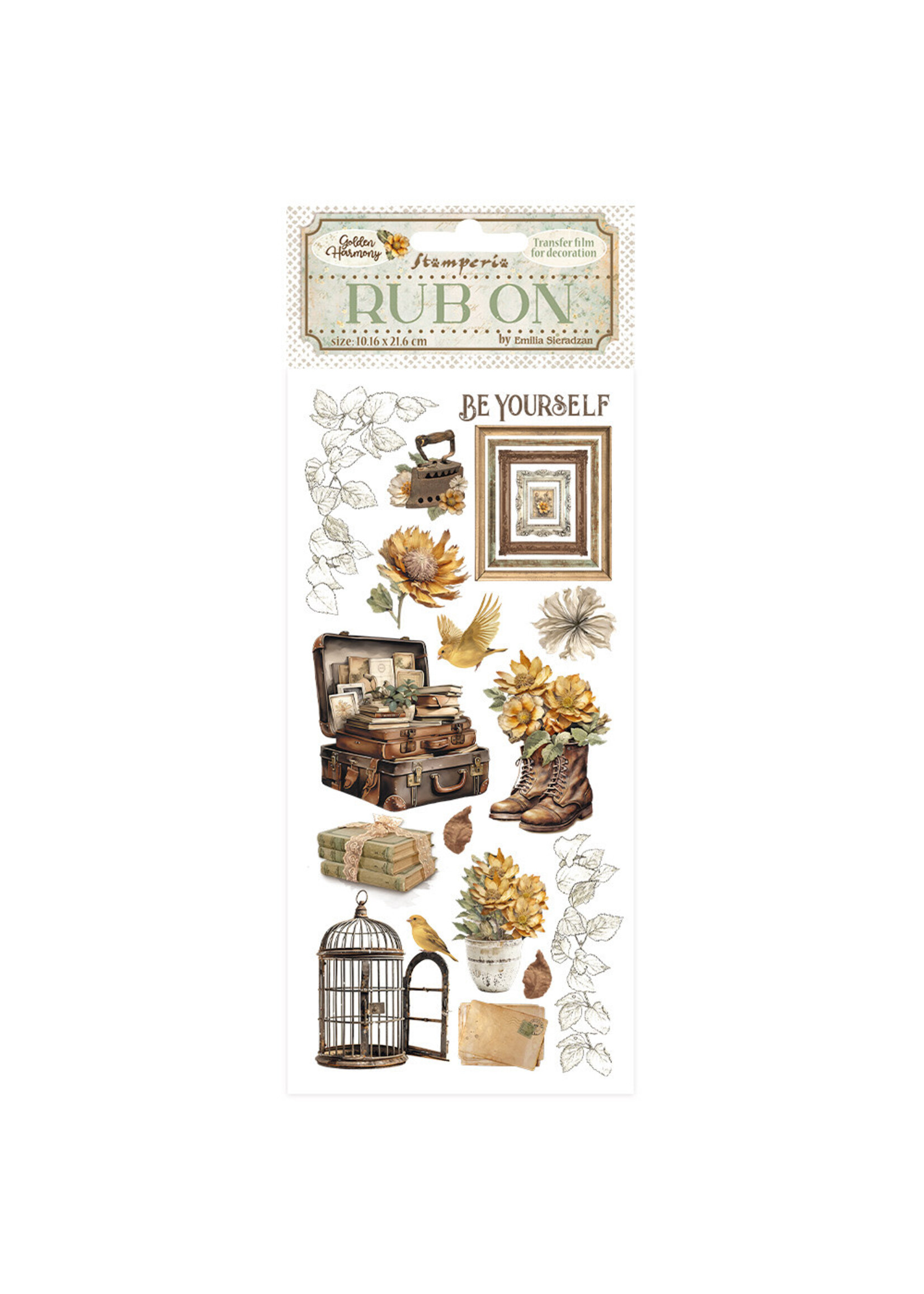 Rub-on cm 10,16x21,6 - Golden Harmony koffer en kooi CME-code: DFLRB115