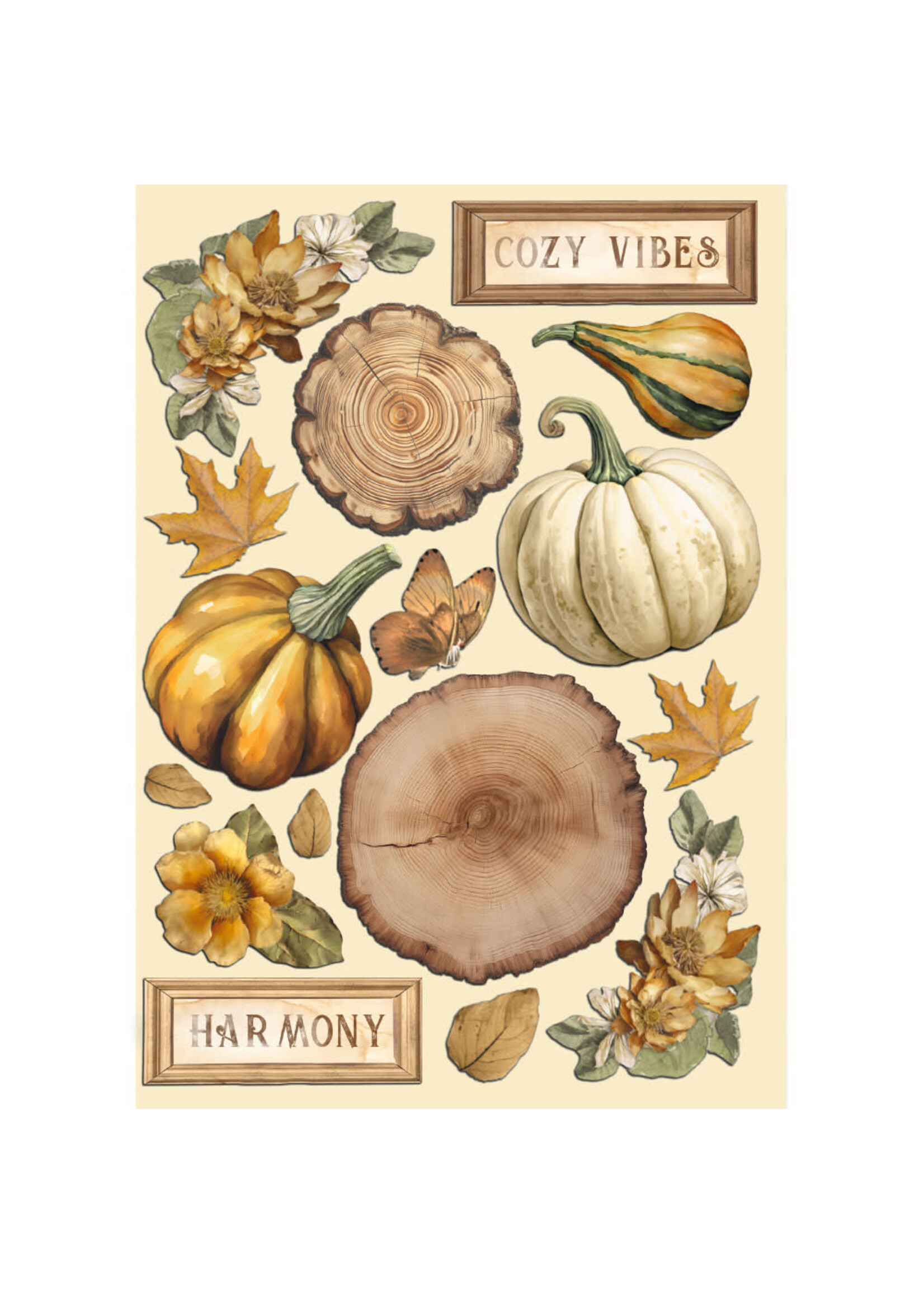 Gekleurde Houten vorm A5 - Golden Harmony pompoenen CME-code: KLSP172