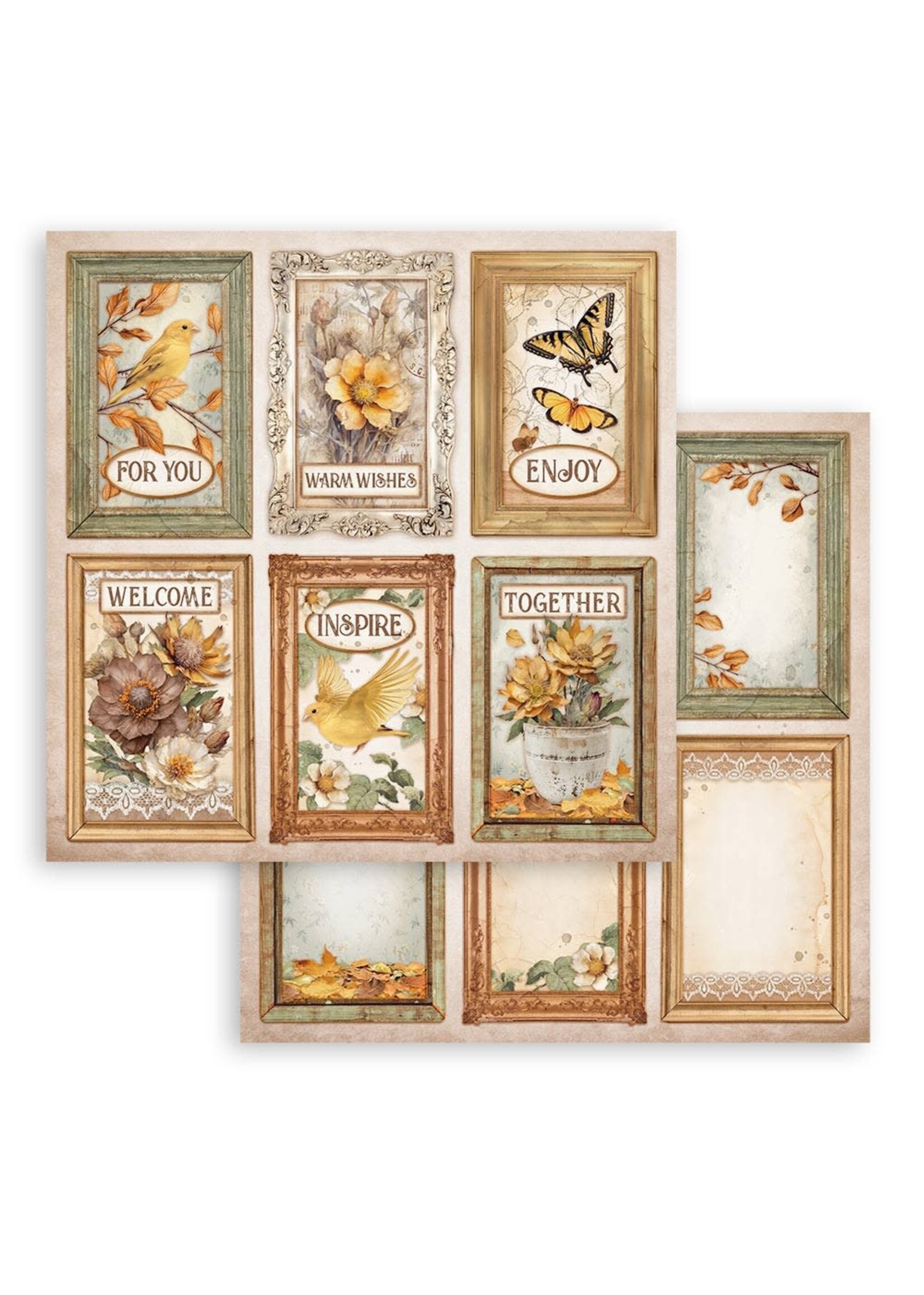 Scrapbooking dubbelzijdig blad - Golden Harmony 6 kaarten CME-code: SBB1024