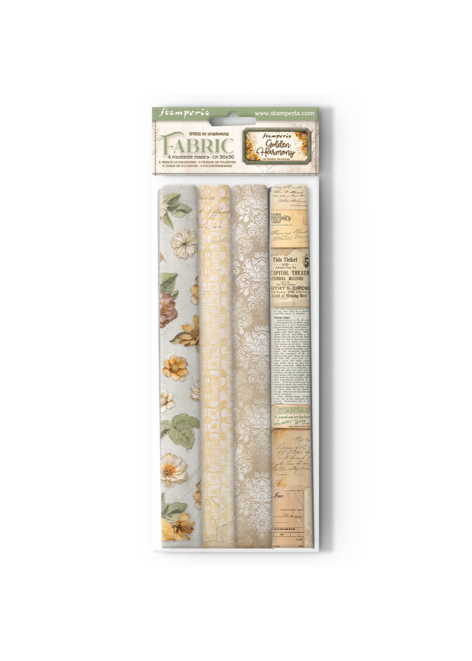 Pack 4 vellen stof cm 30x30 - Golden Harmony CME-code: SBPLT34