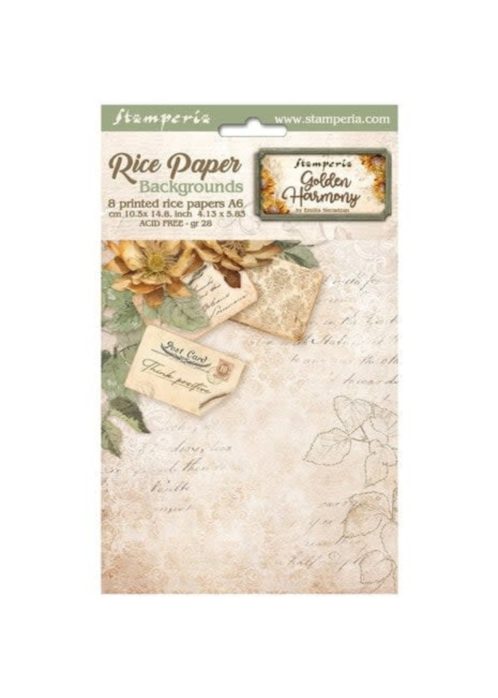 Golden Harmony A6 Rice Paper Backgrounds (8pcs) (DFSAK6029)