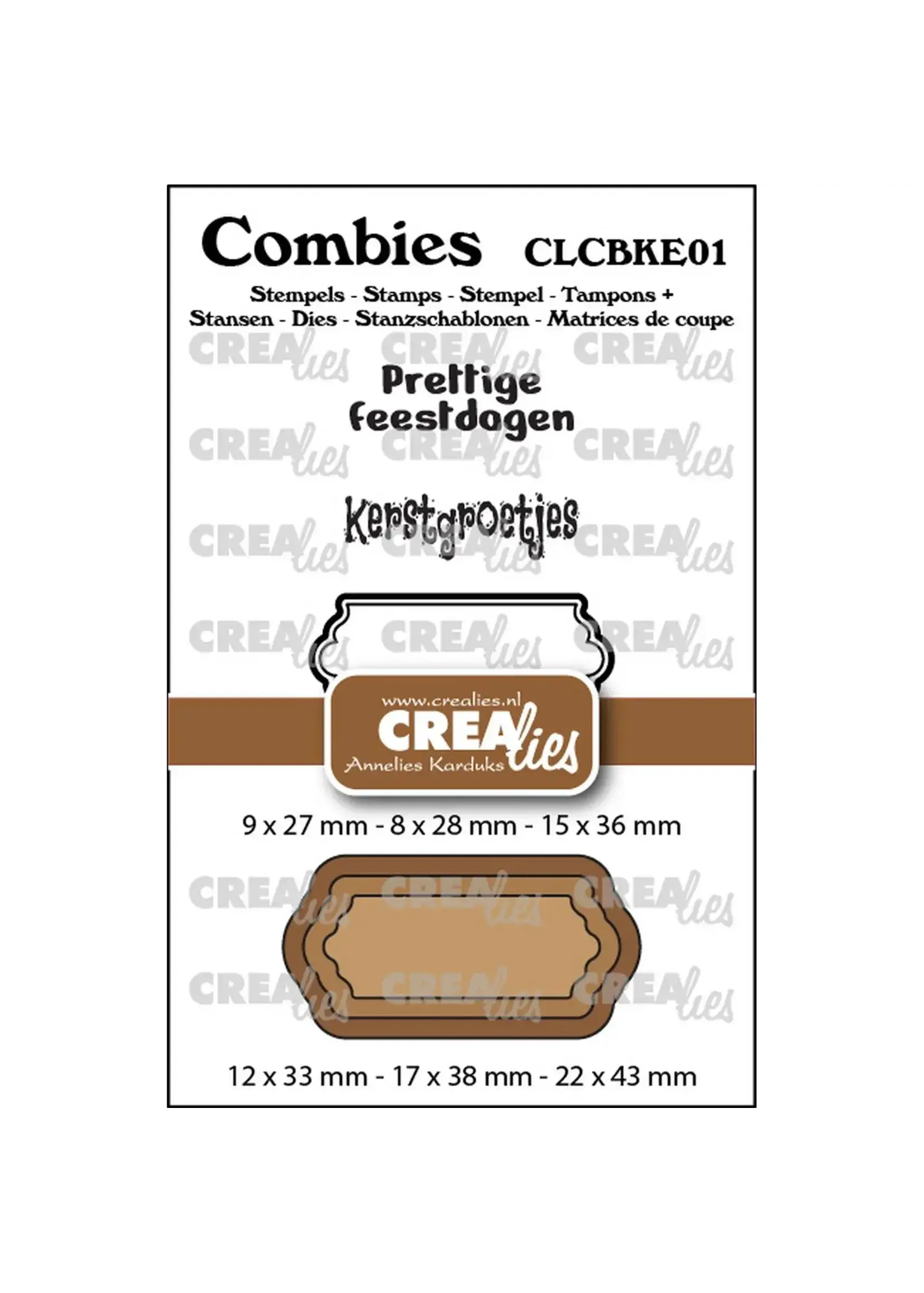 Crealies • Combies Stempelset Kerst 01: 2 teksten + 1 tag/label CrealiesCLCBKE01