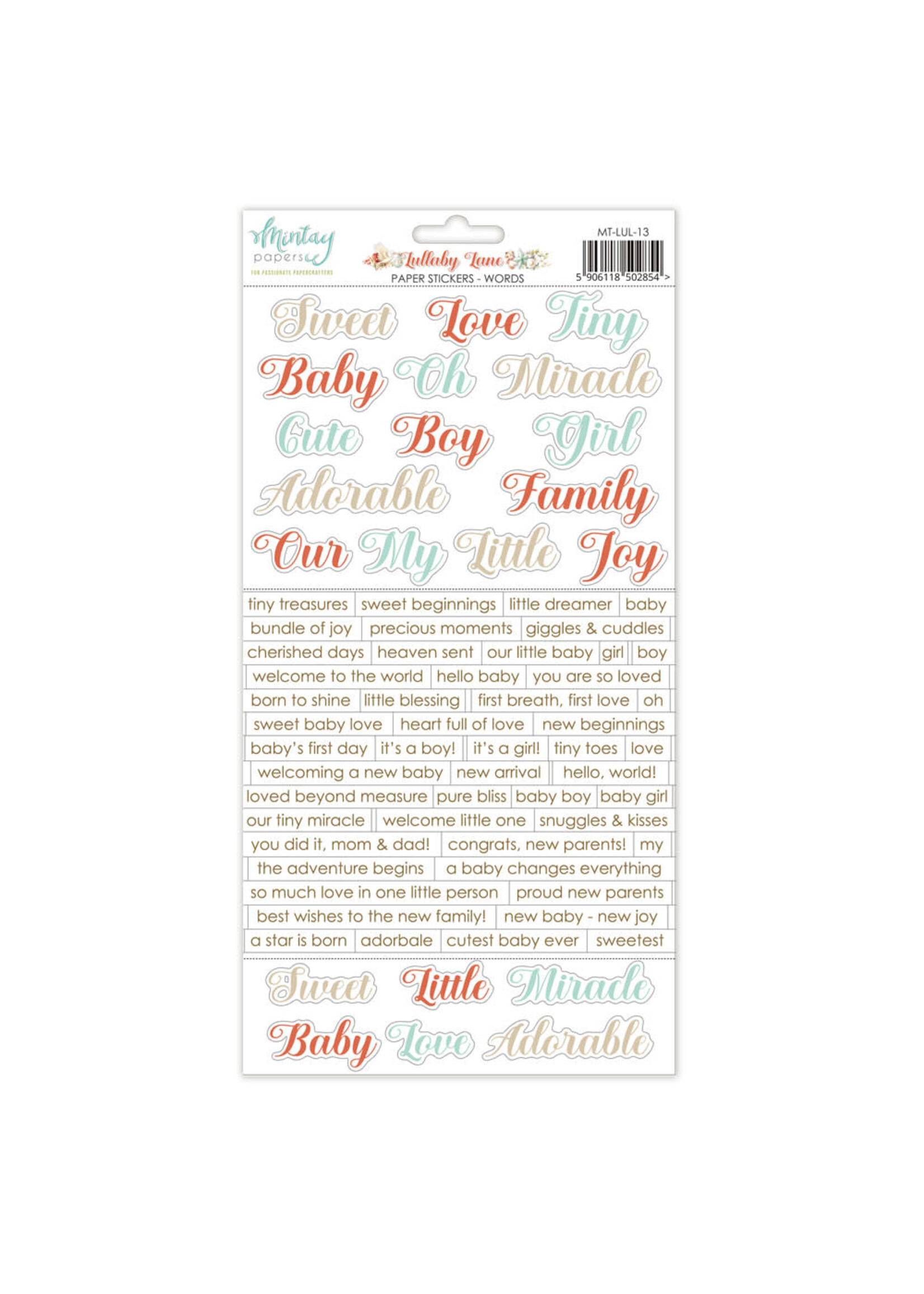Lulaby Lane stickers teksten