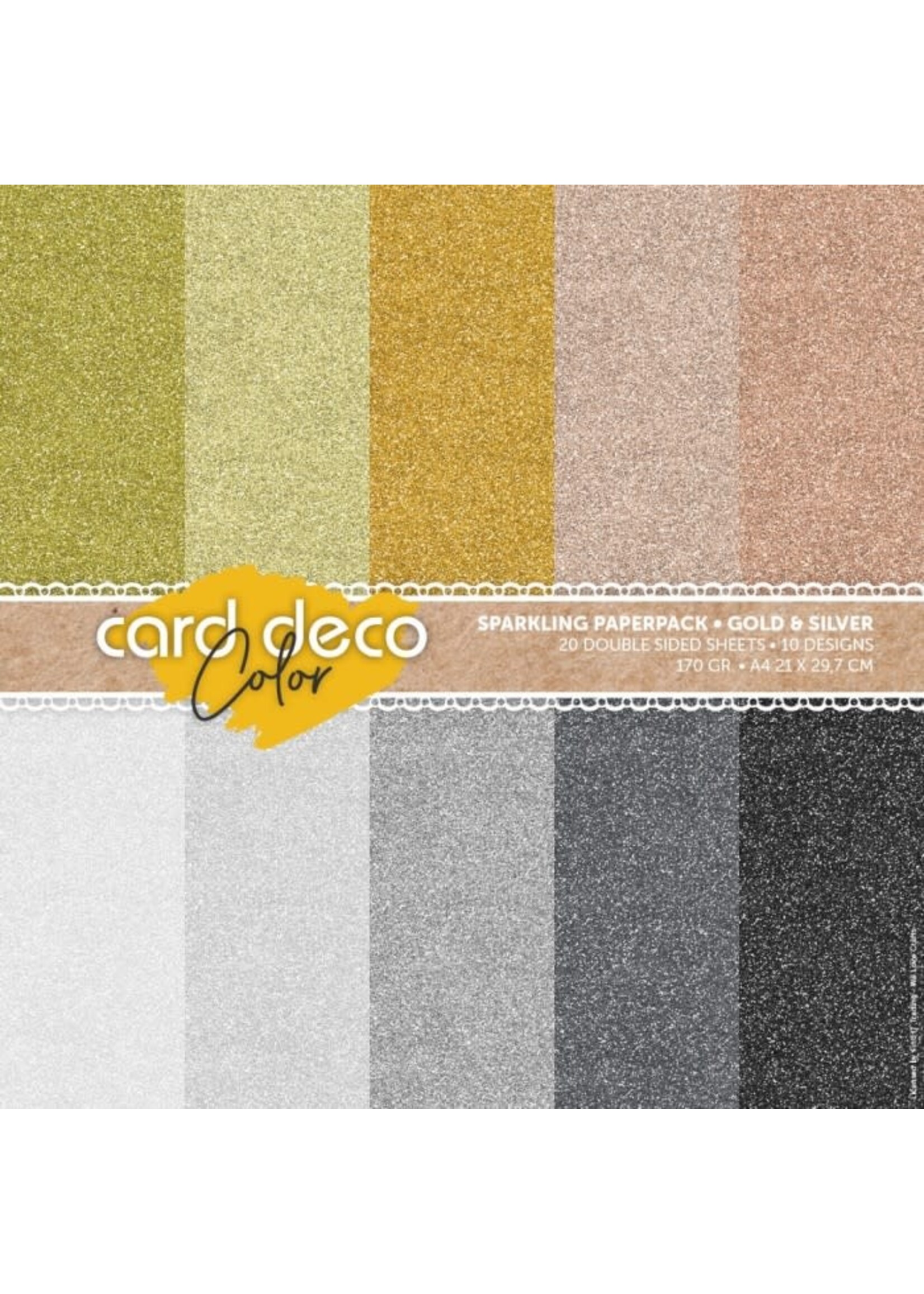 Card Deco Color - Sparkles Paperpack – Gold and Silver
