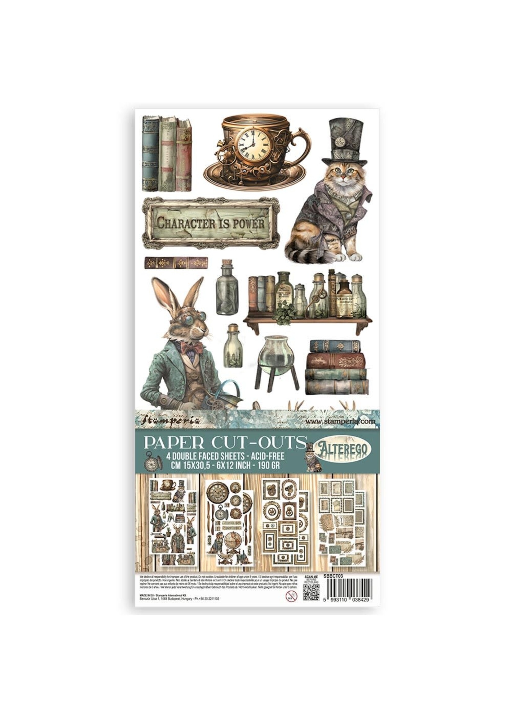 Paper cut-outs Double Face - 4 sheets cm. 15x30,5 - Alterego CME Code: SBBCT03