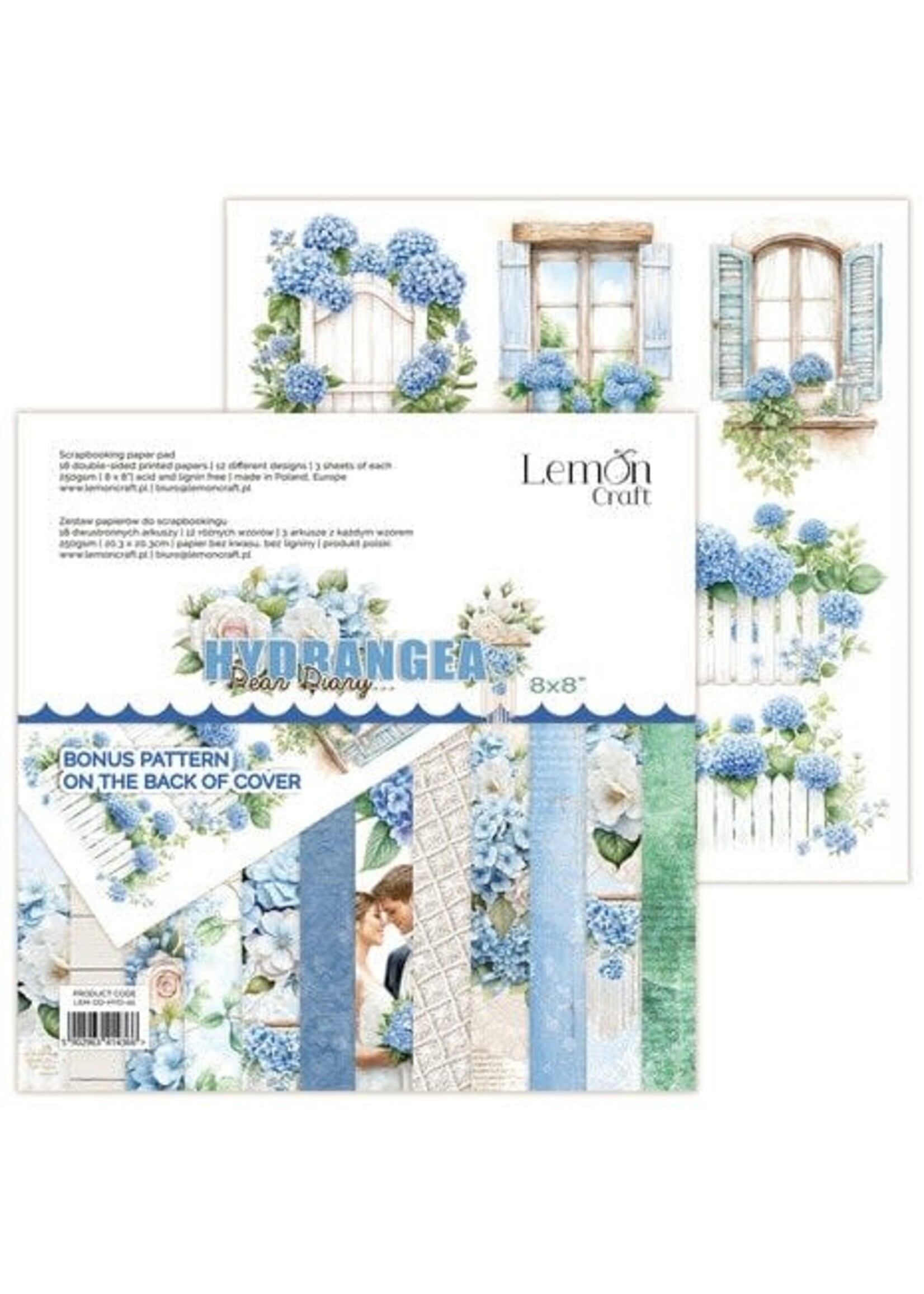 Dear Diary Hydrangea 8x8 Inch Paper Pad (LEM-DD-HYD-02)