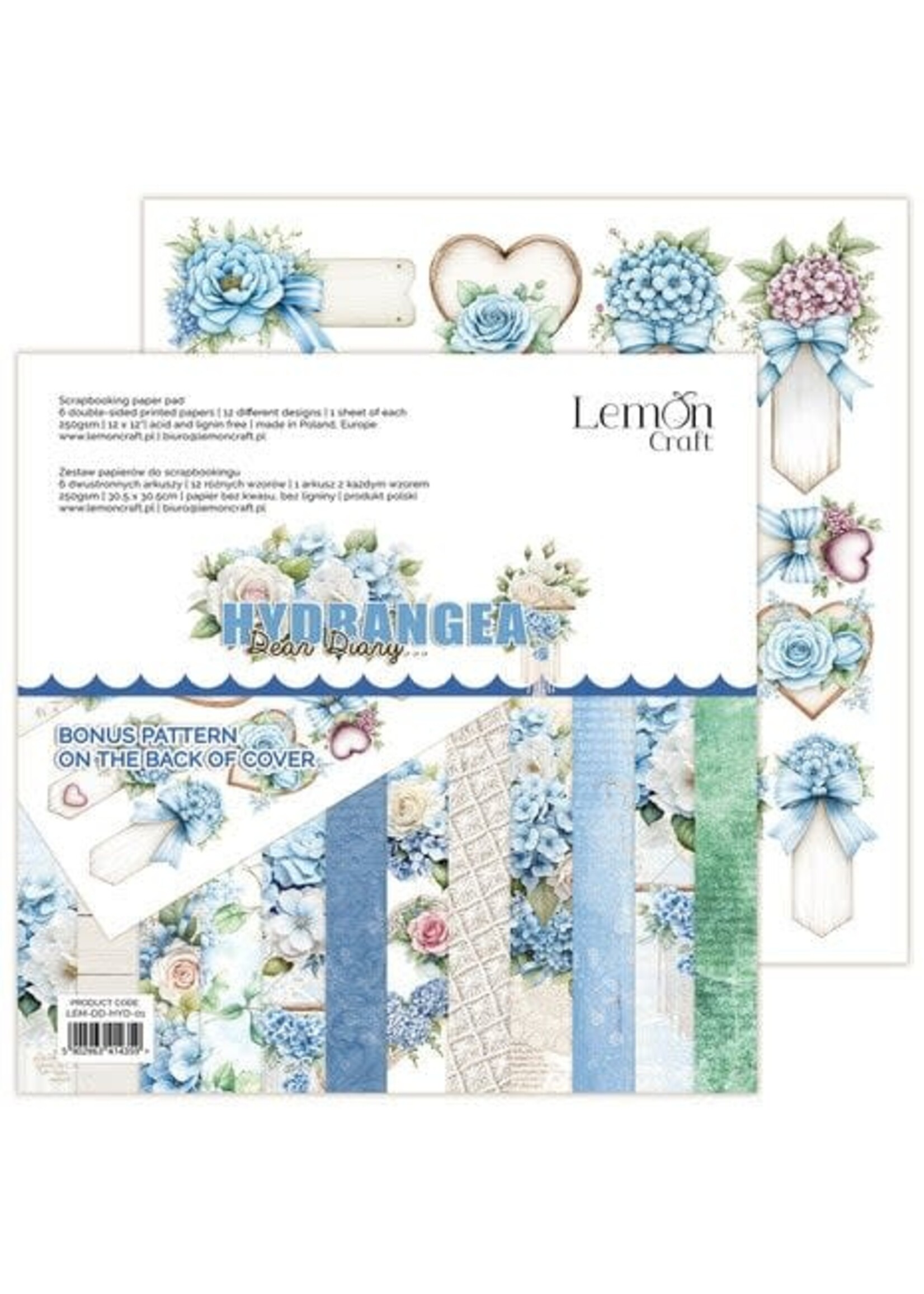 Dear Diary Hydrangea 12x12 Inch Paper Pad (LEM-DD-HYD-01)