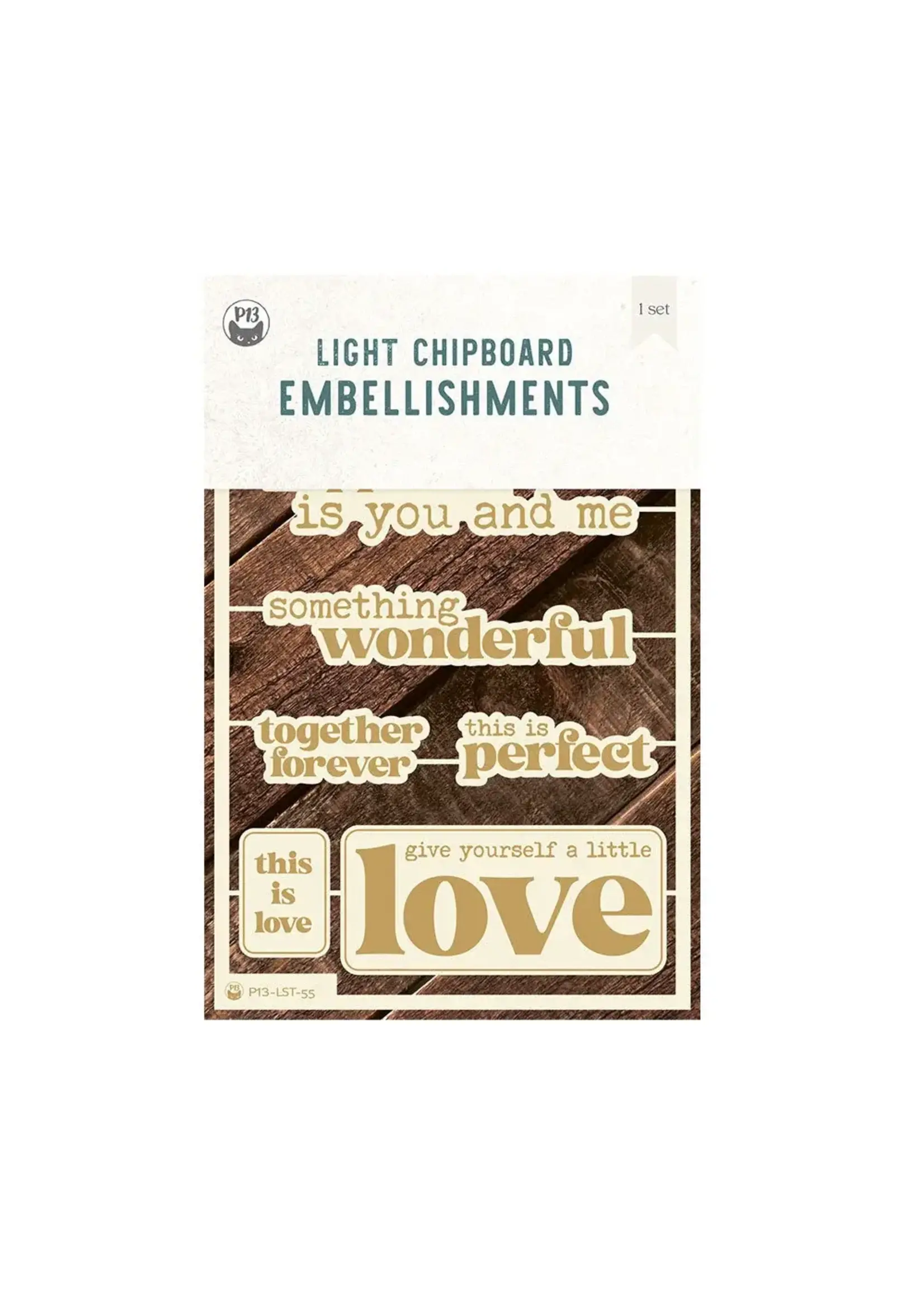 Love Stories Light Chipboard Embellishments 10 ENG (8pcs) (P13-LST-55)