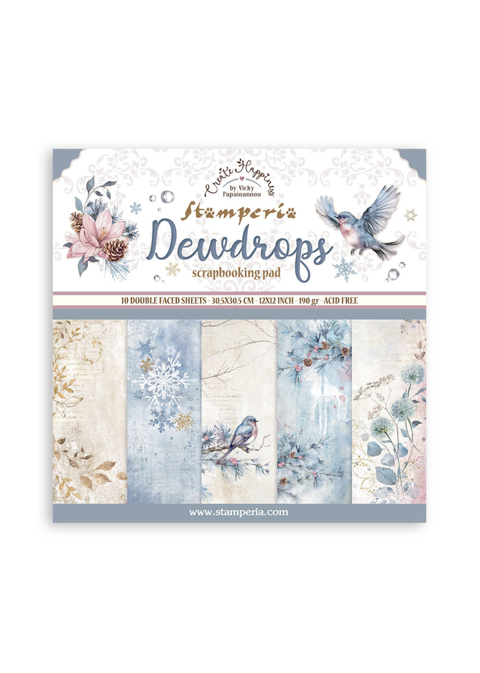 Scrapbooking Pad 10 sheets cm 30,5x30,5 (12"x12") - Create Happiness Dewdrops CME Code: SBBL163