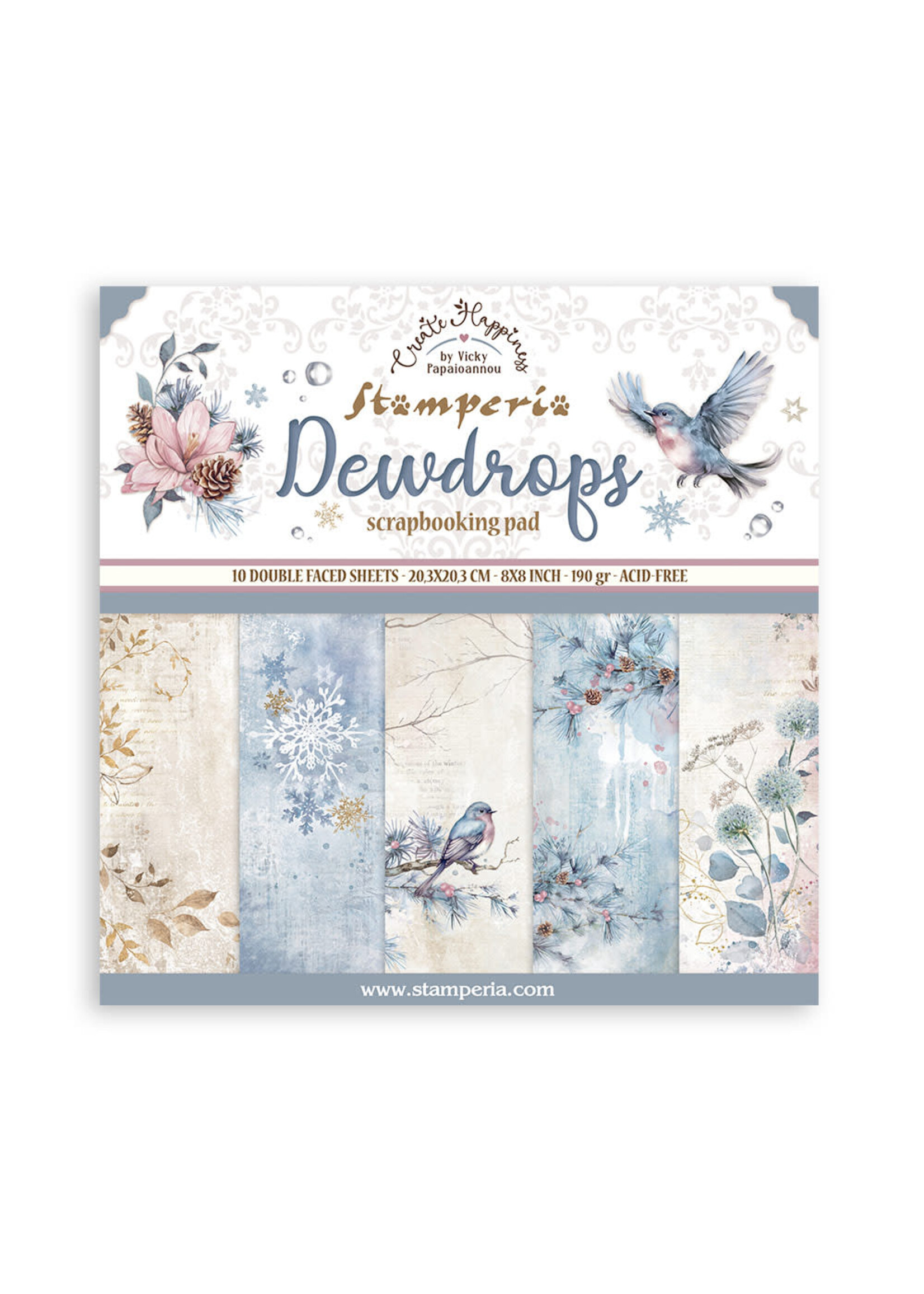 Scrapbooking Small Pad 10 sheets cm 20,3X20,3 (8"X8") - Create Happiness Dewdrops CME Code: SBBS119