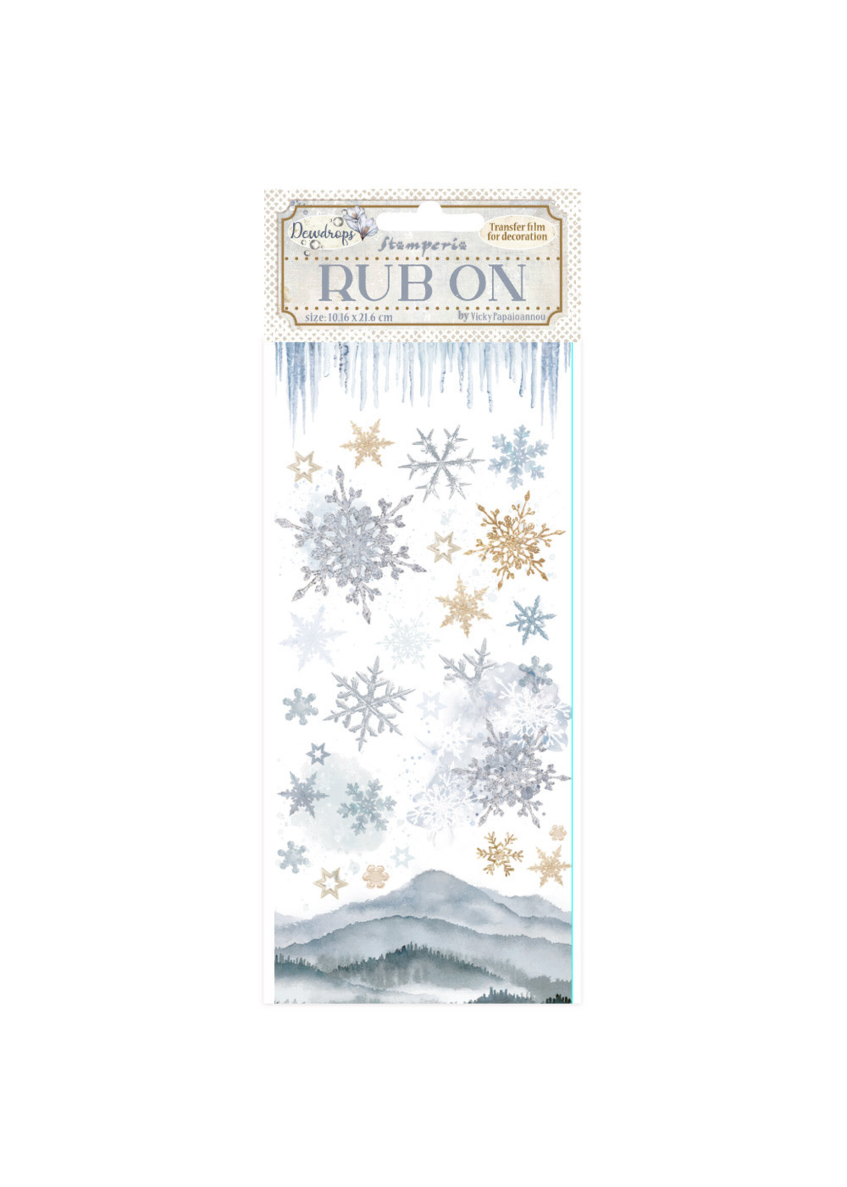 Rub-on cm 10,16x21,6 - Create Happiness Dewdrops snowflakes CME Code: DFLRB128