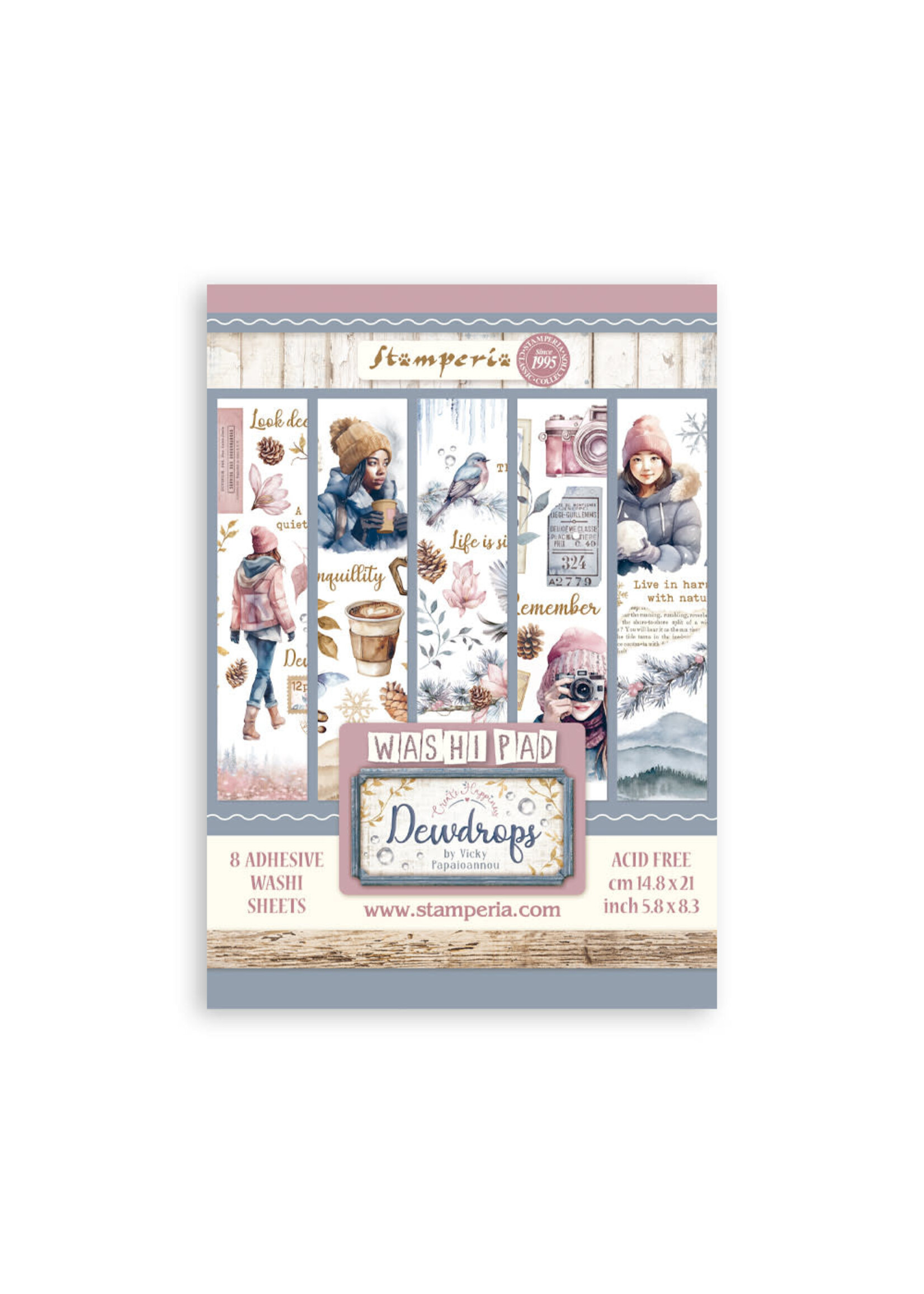 Washi pad 8 sheets A5 - Create Happiness Dewdrops CME Code: SBW13