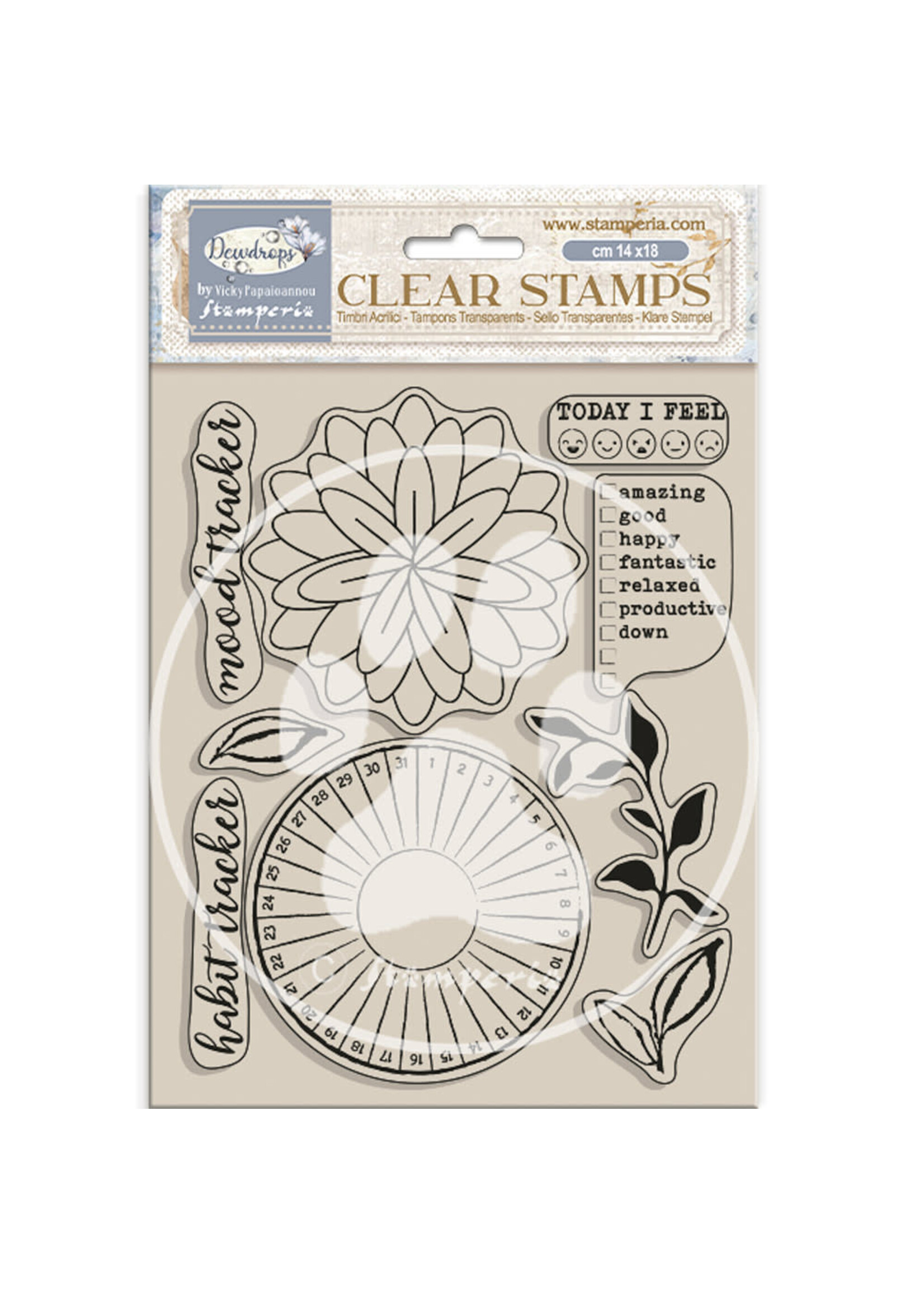 Acrylic stamp cm 14x18 - Create Happiness Dewdrops habit tracker CME Code: WTK205