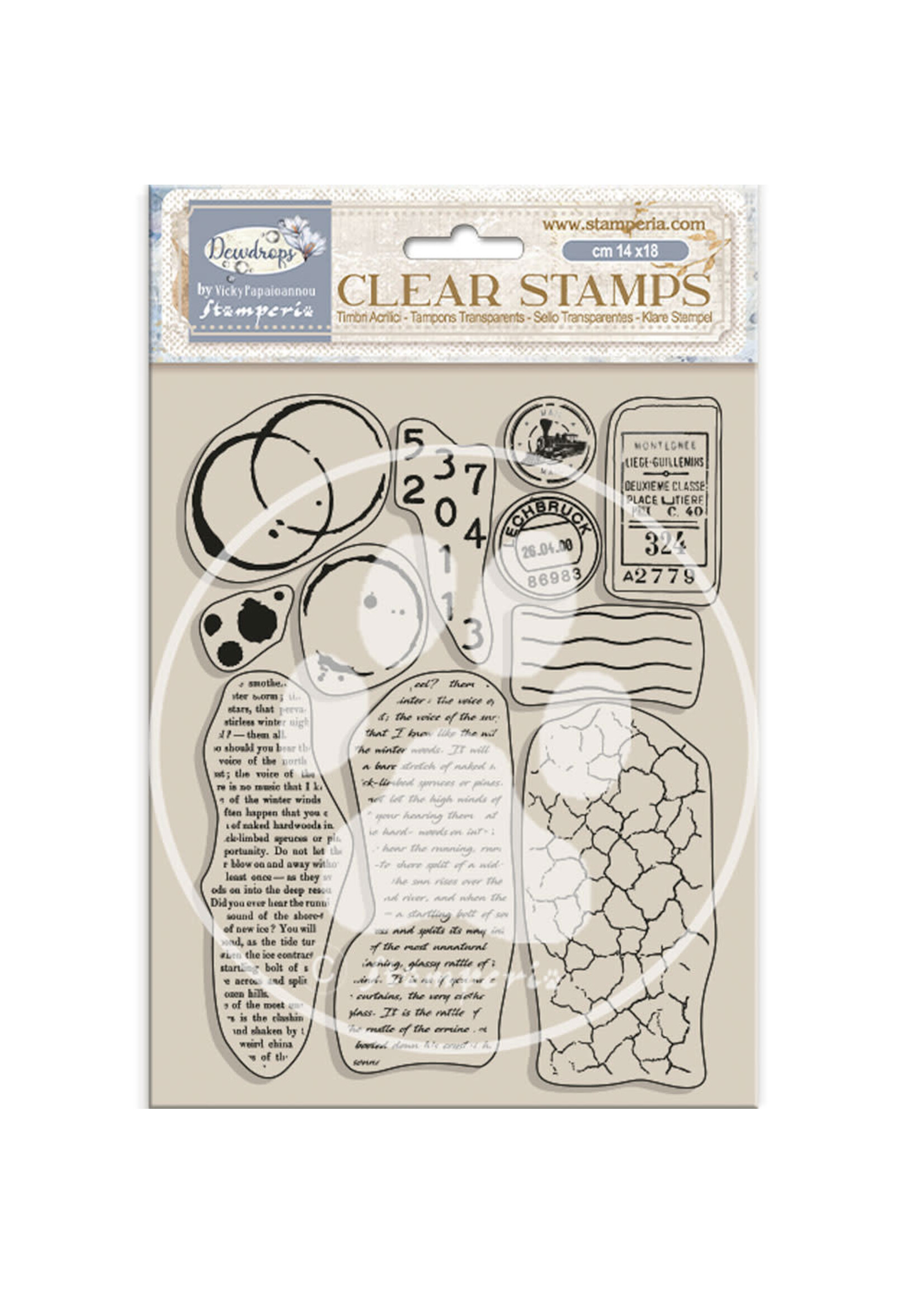 Acrylic stamp cm 14x18 - Create Happiness Dewdrops mixed backgrounds CME Code: WTK208