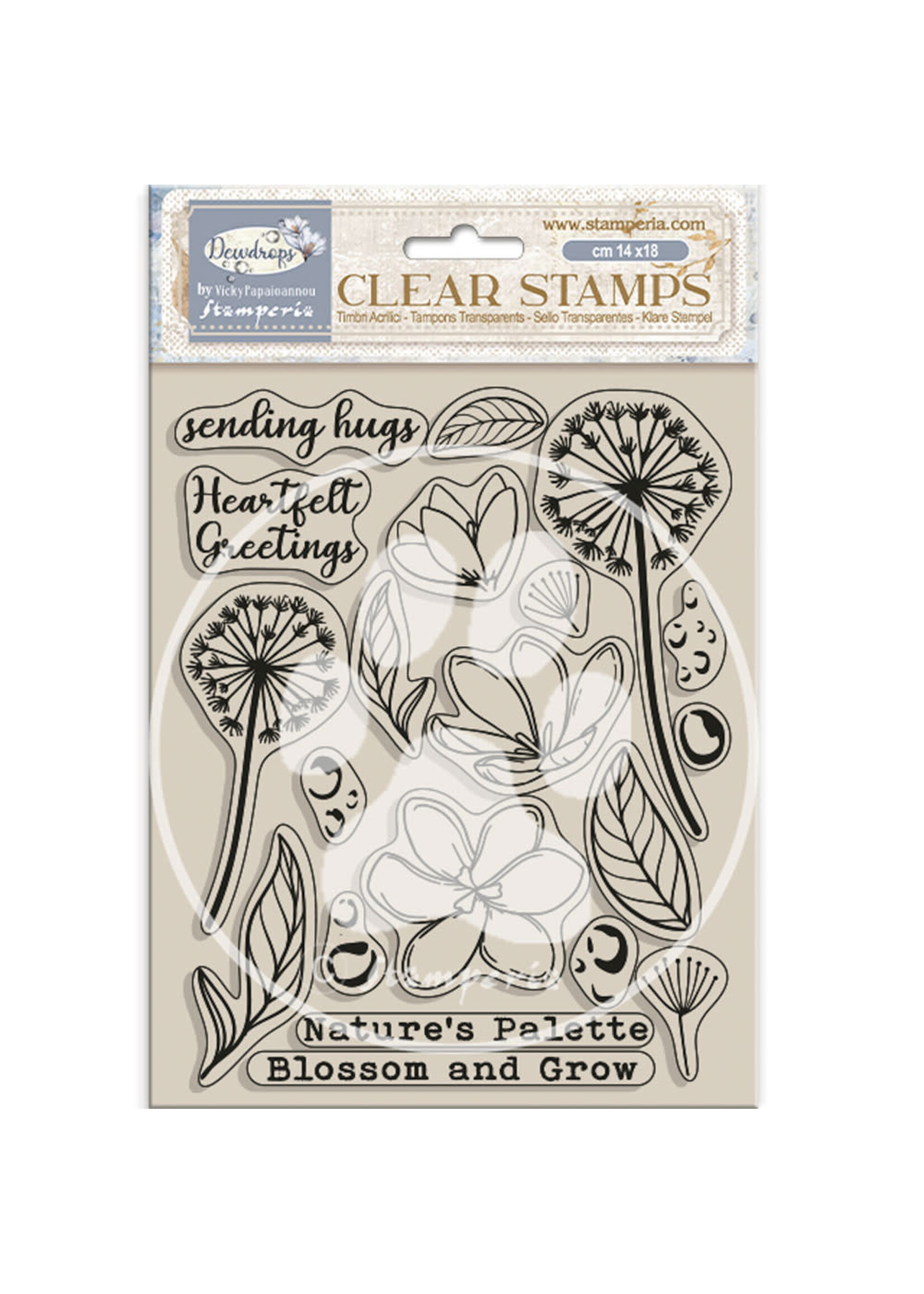 Acrylic stamp cm 14x18 - Create Happiness Dewdrops blossoms CME Code: WTK207