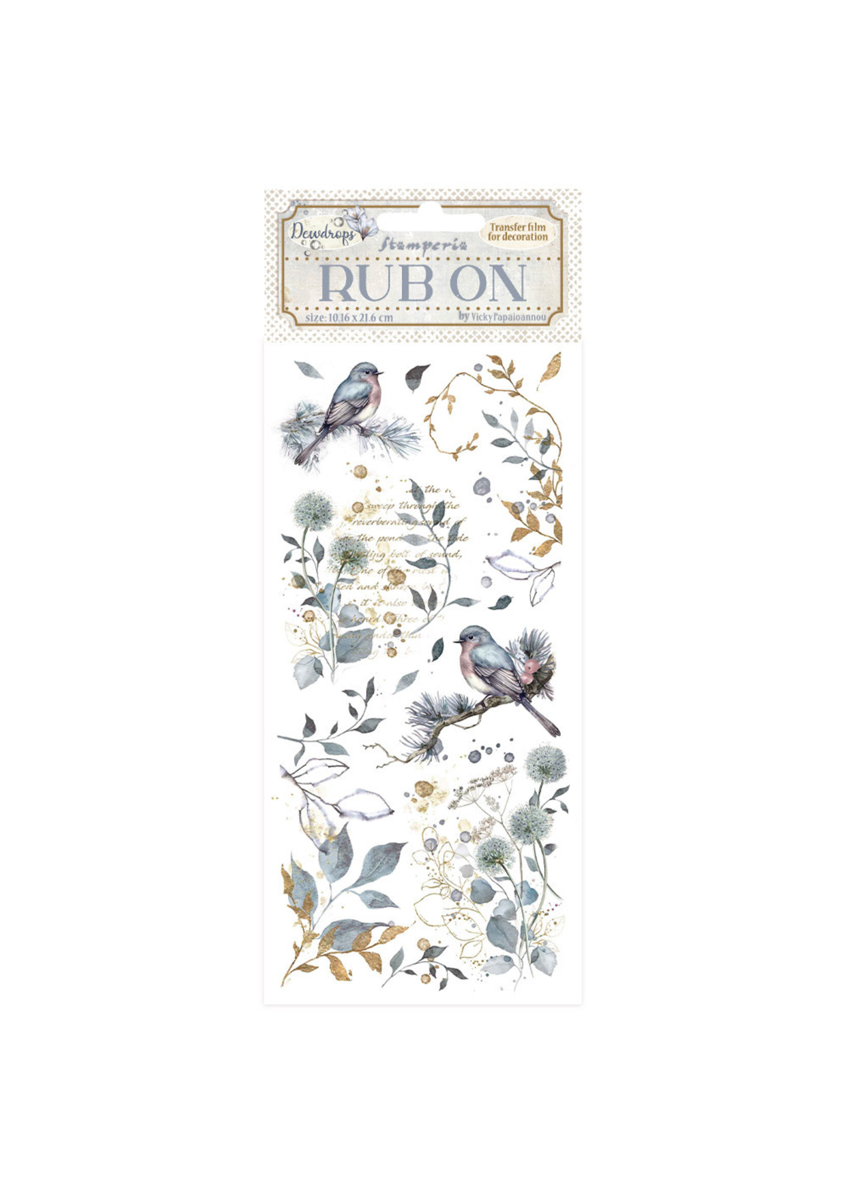 Rub-on cm 10,16x21,6 - Create Happiness Dewdrops bird CME Code: DFLRB129