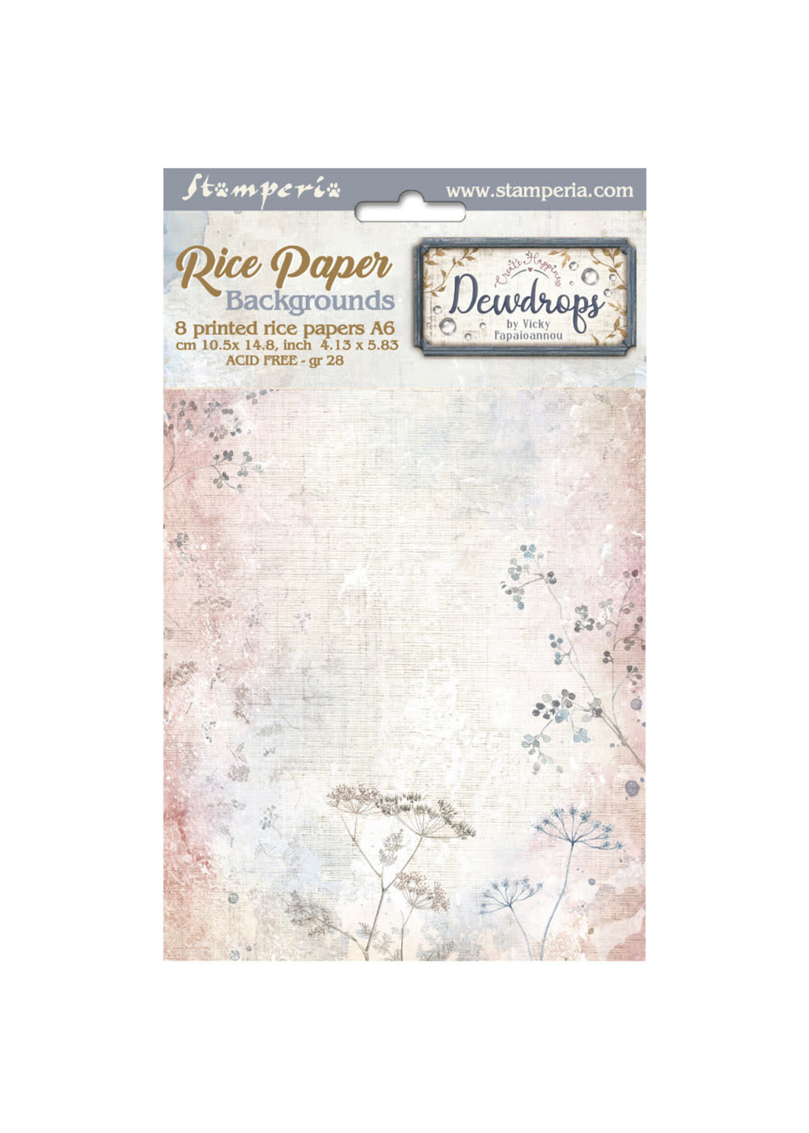 Selectie 8 Rijstpapier A6 achtergronden - Create Happiness Dewdrops CME-code: DFSAK6034