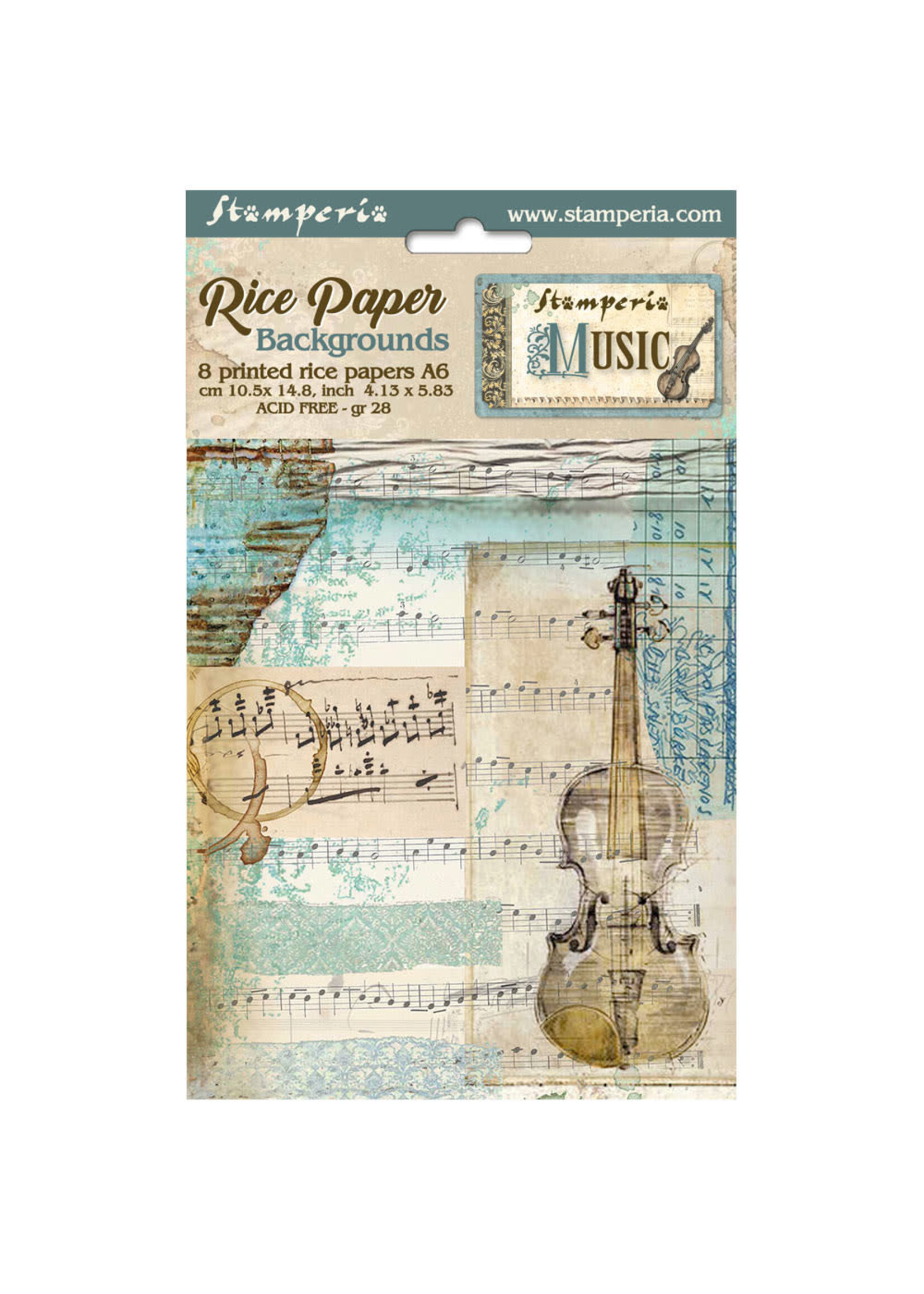 Selectie 8 Rijstpapier A6 achtergronden - Muziek CME-code: DFSAK6033