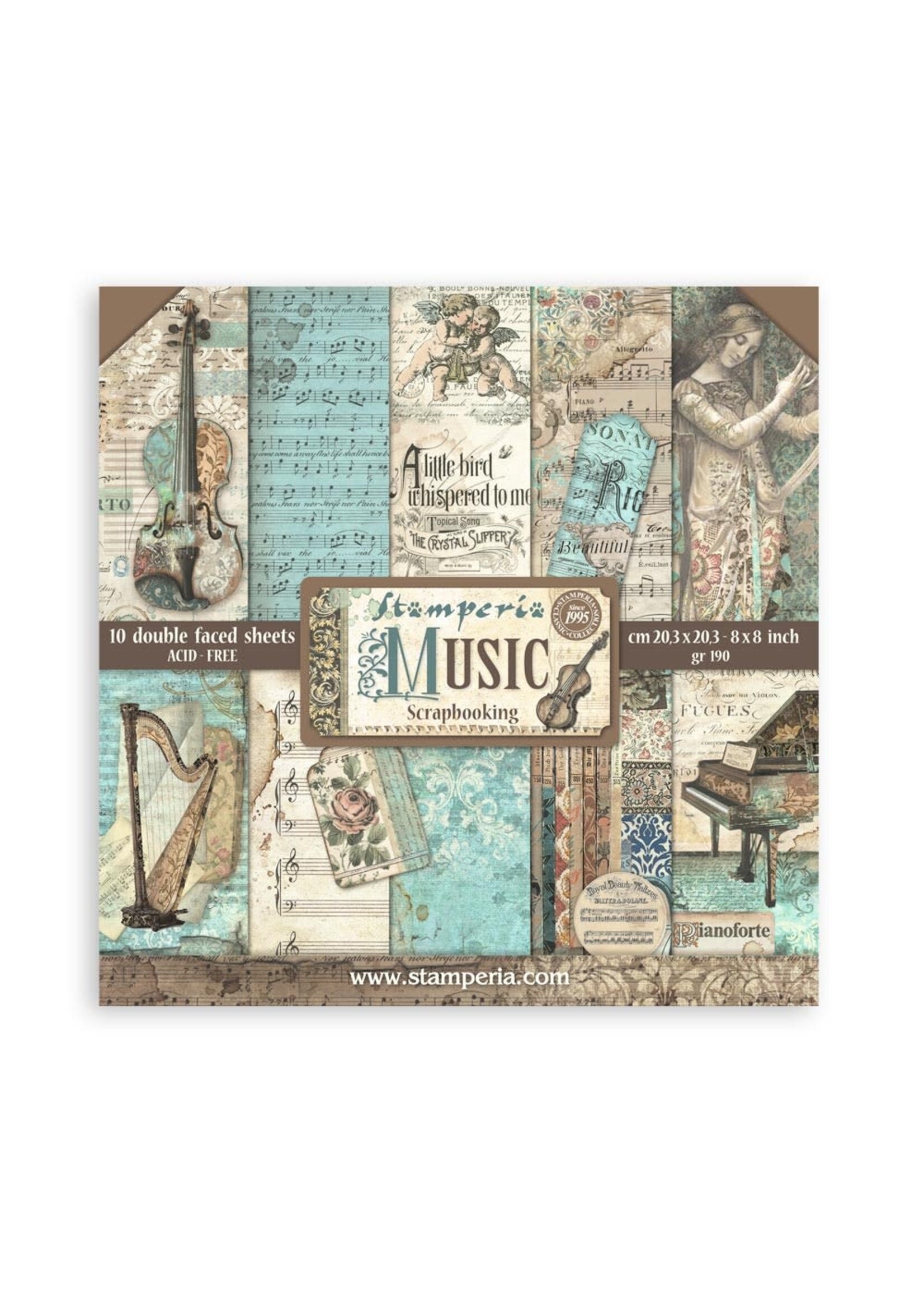 Scrapbooking Klein Blok 10 vellen cm 20,3X20,3 (8"X8") - Muziek CME-code: SBBS118