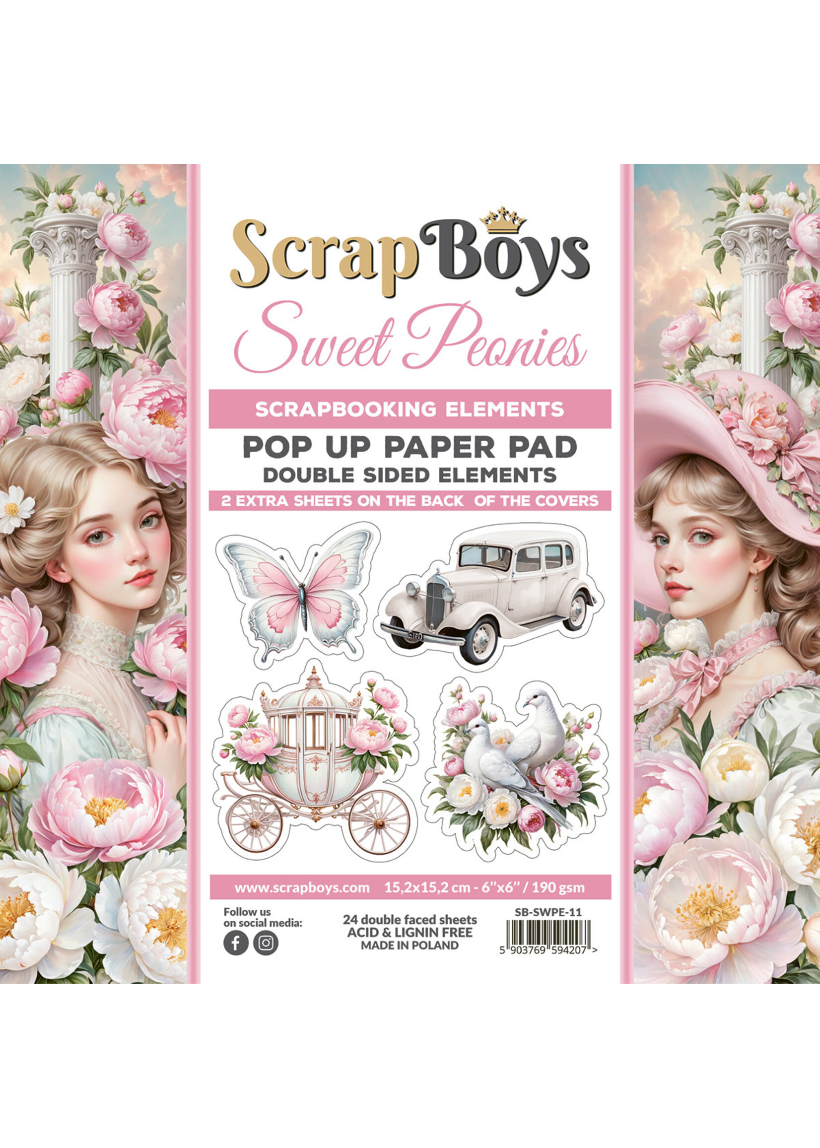 Sweet Peonies pop-up paper pad