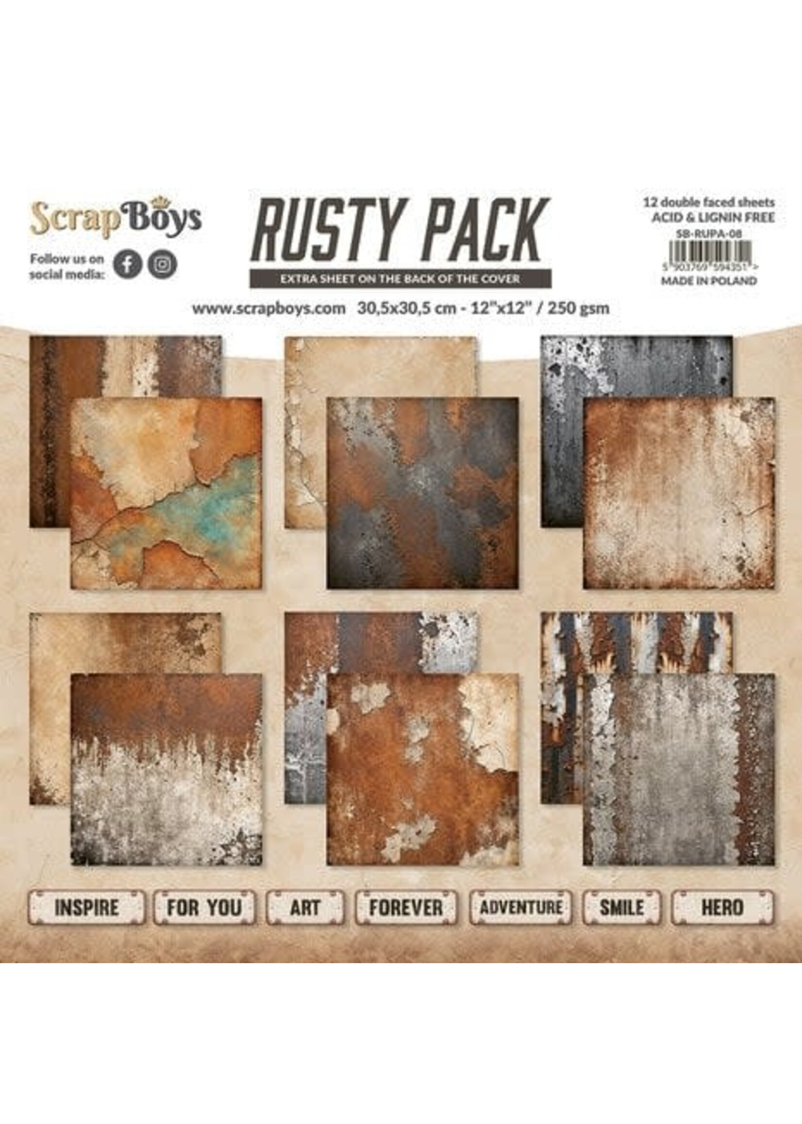 Rusty Pack 12x12 Inch Paper Pad (SB-RUPA-08)