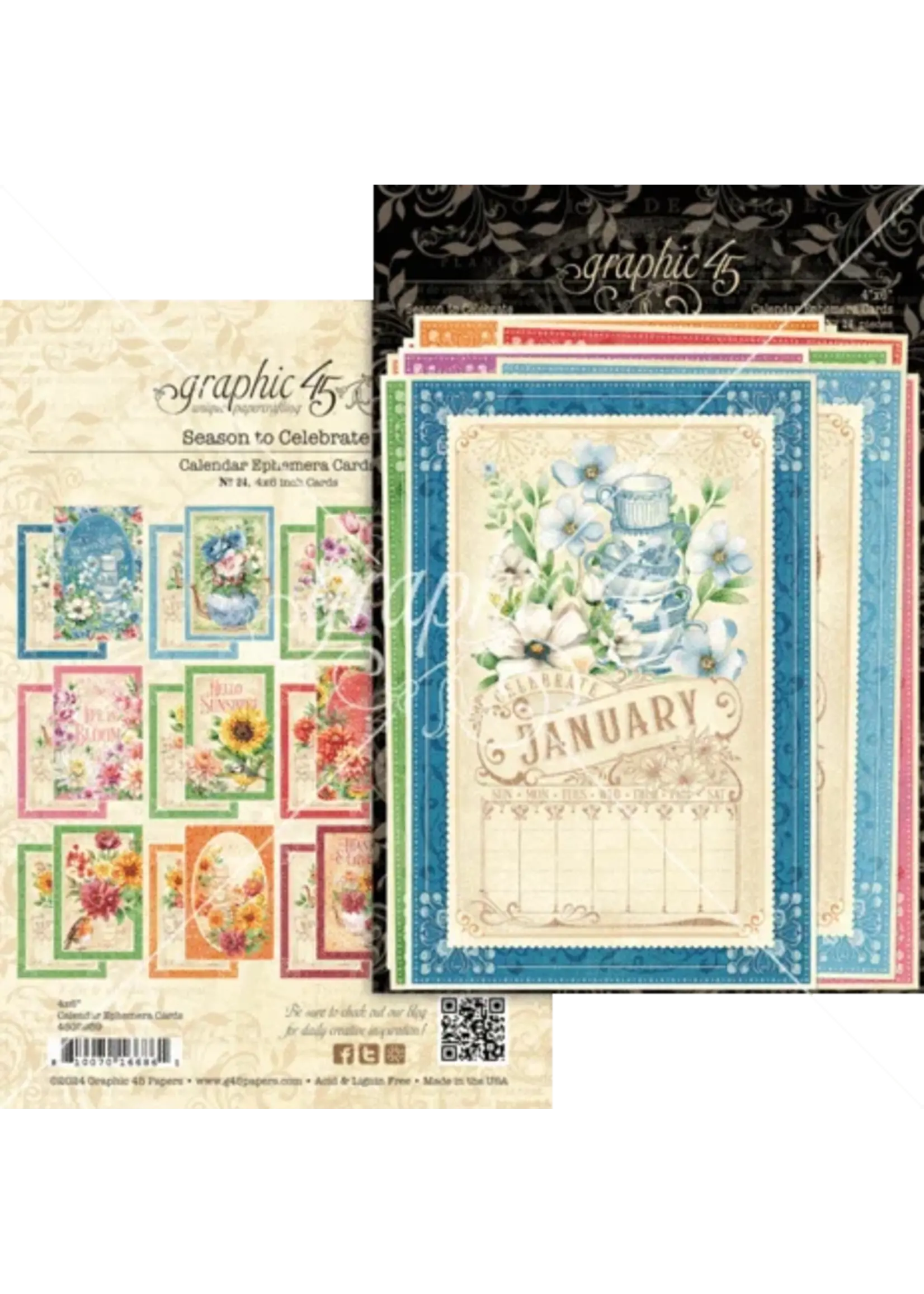 Graphic 45 Season to Celebrate Calendar Ephemera Cards (4502959