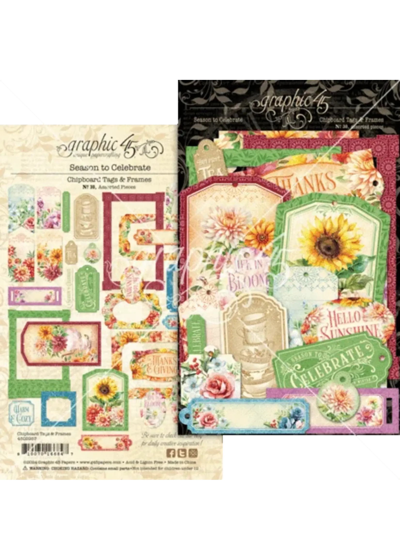 Graphic 45 Season to Celebrate Chipboard Tags & Frames (4502957