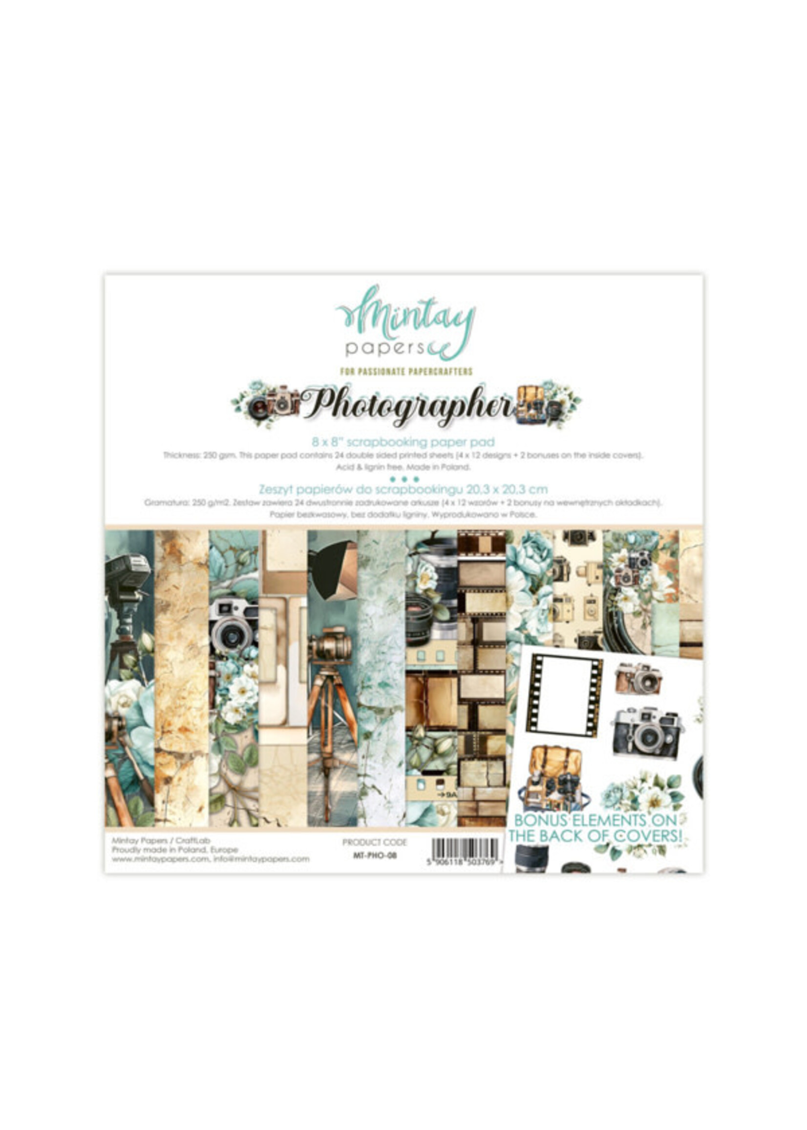 Mintay Photographer 8x8 Inch Scrapbooking Paper Pad (MT-PHO-08)