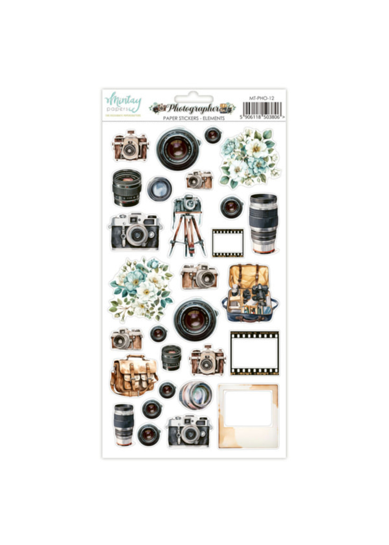 6 x 12 Papieren Stickers - Fotograaf - Elements
