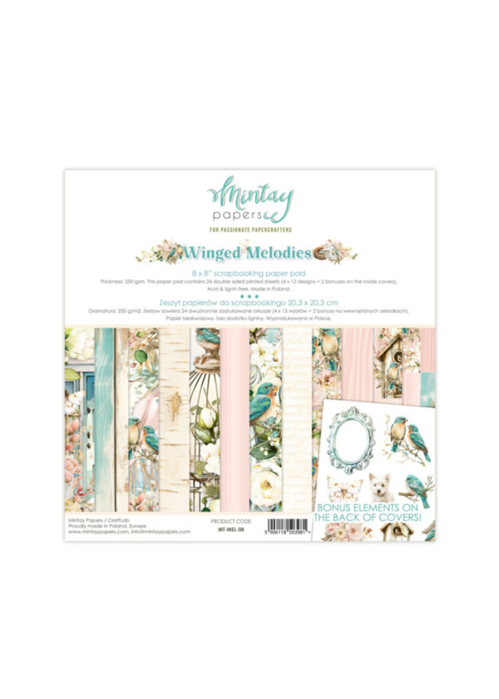 8 x 8 Paper Pad - Gevleugelde Melodieën