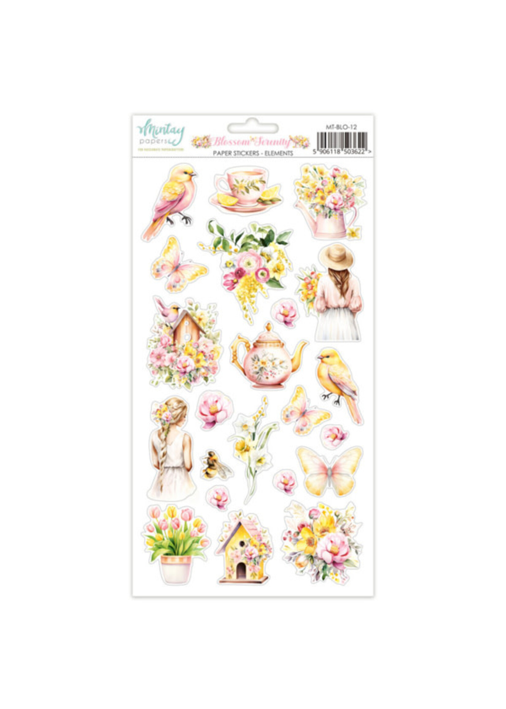 6 x 12 Papieren Stickers - Bloesem Sereniteit - Elementen