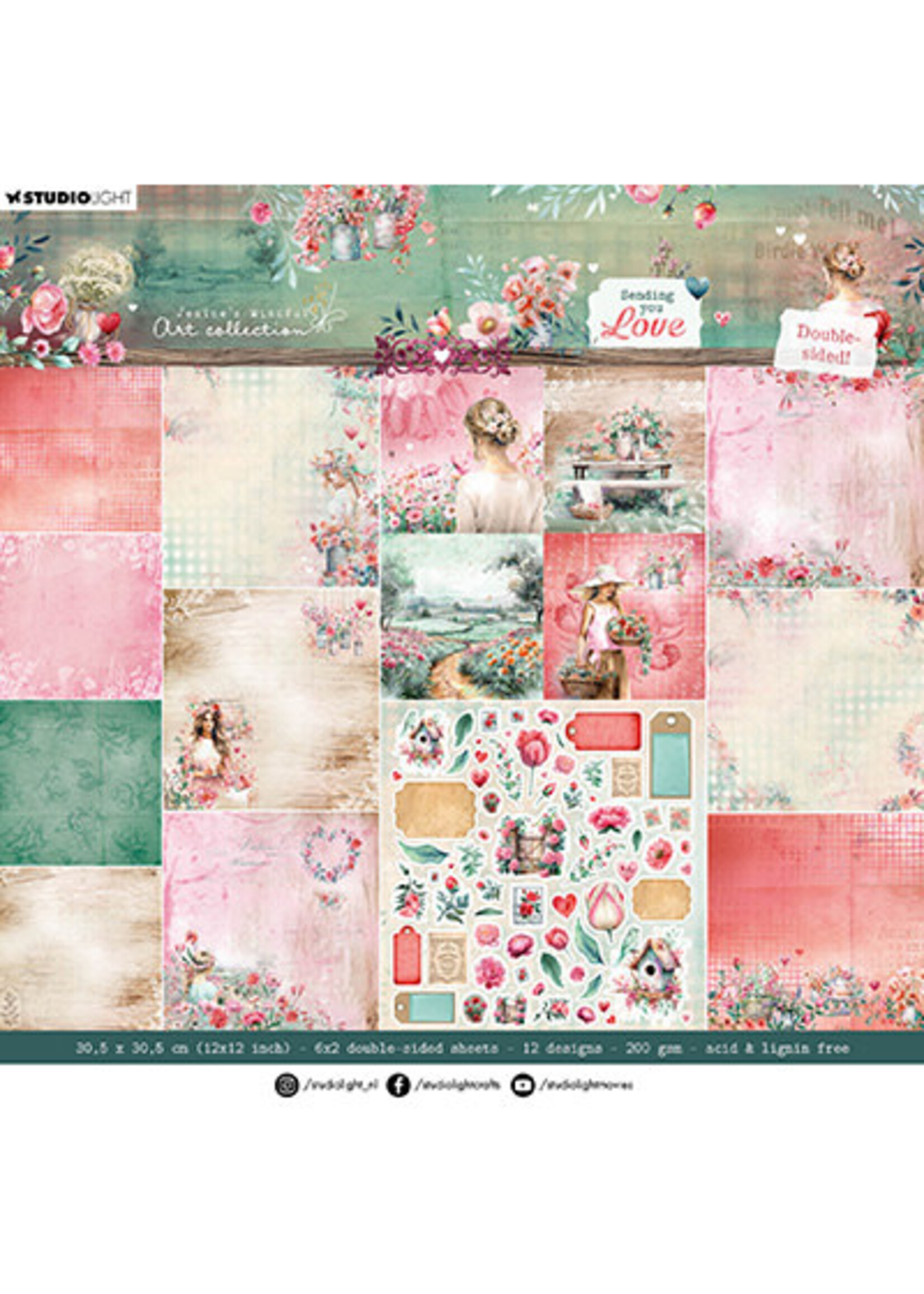 JMA-SYL-DPP288 - Paper Pad Double-sided Scrapbooking Sending You Love 12 inch