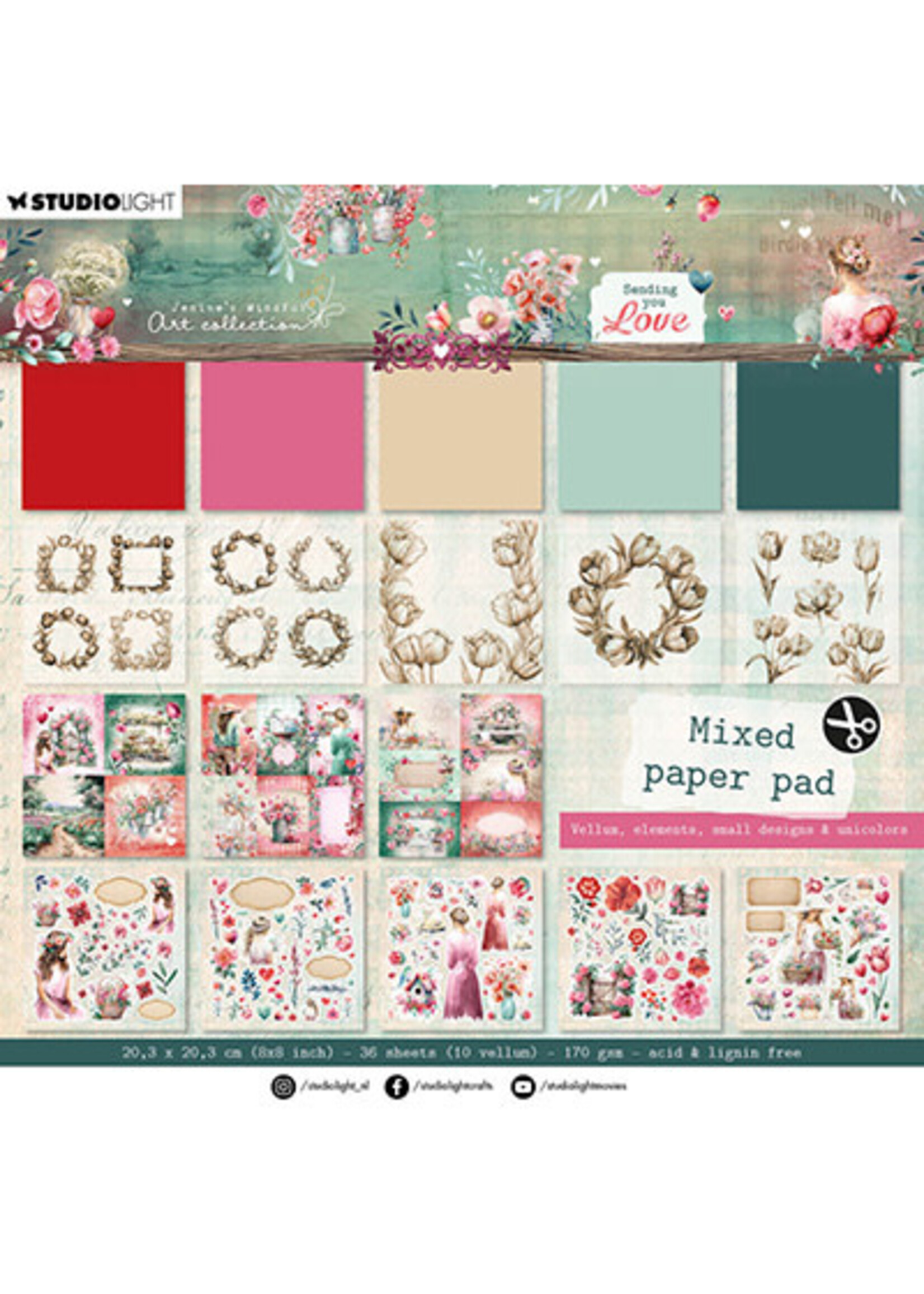 JMA-SYL-MPP290 - Mixed Paper Pad Vellum, Unicolor & Elements Sending You Love
