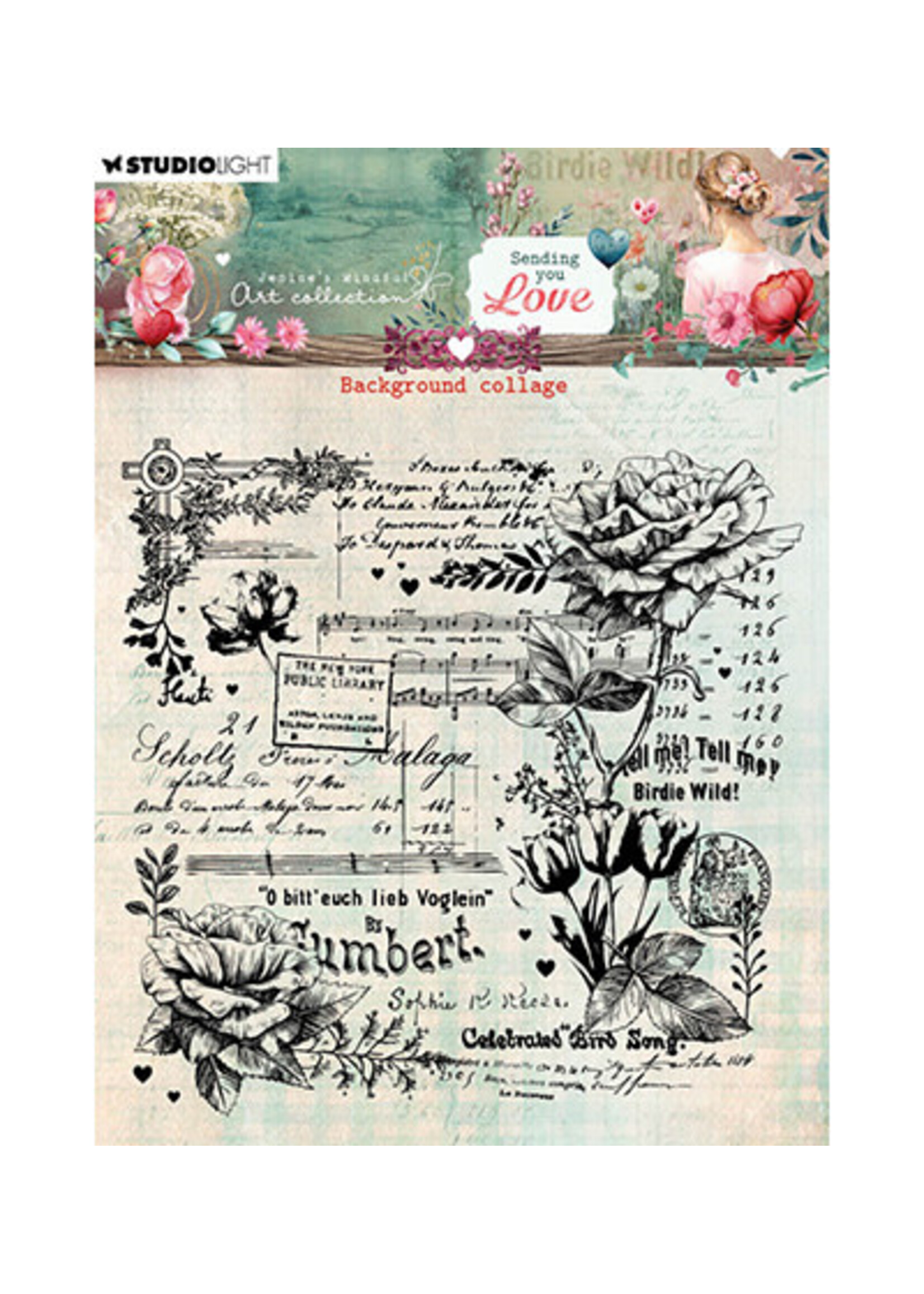 JMA-SYL-STAMP797 - Background Collage Sending You Love
