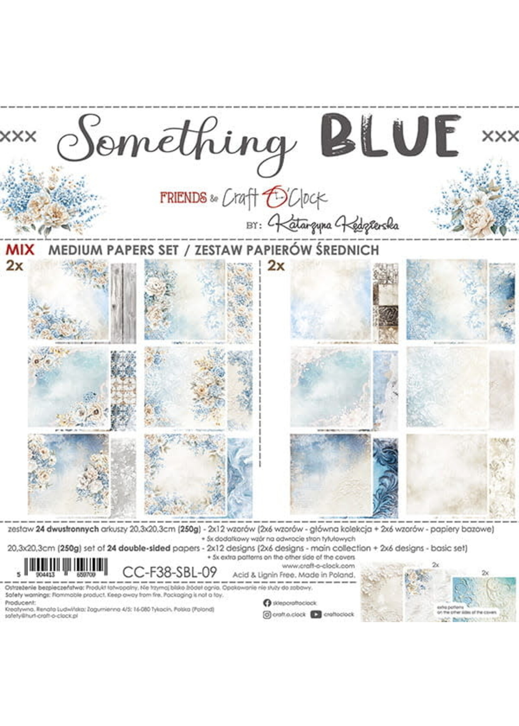 SOMETHING BLUE - een set papieren 20,3x20,3cm - MIX