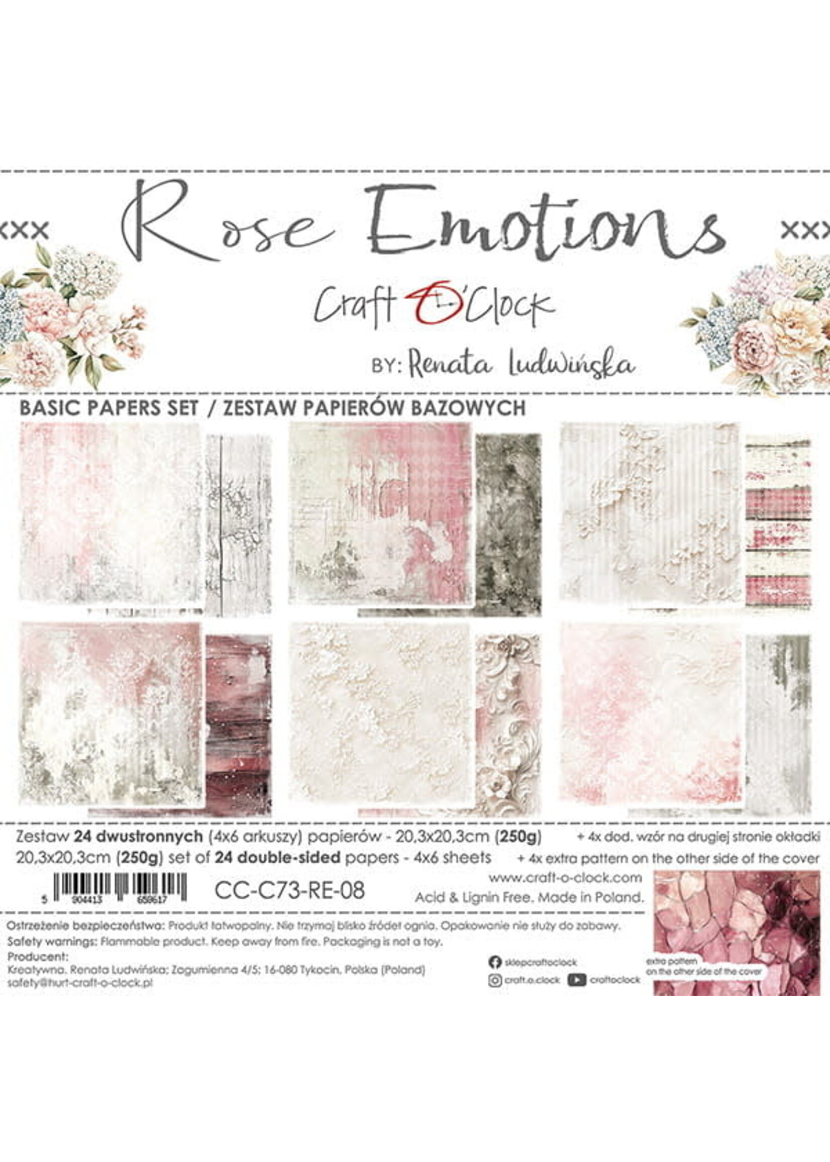 ROSE EMOTIONS - een set papieren 20,3x20,3cm - BASIC