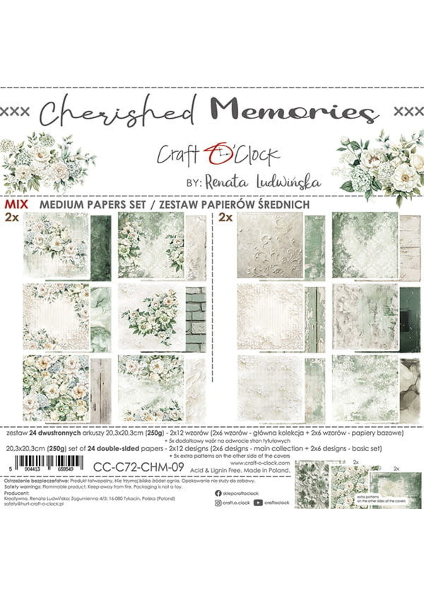 CHERISHED MEMORIES - een set papieren 20,3x20,3cm - MIX