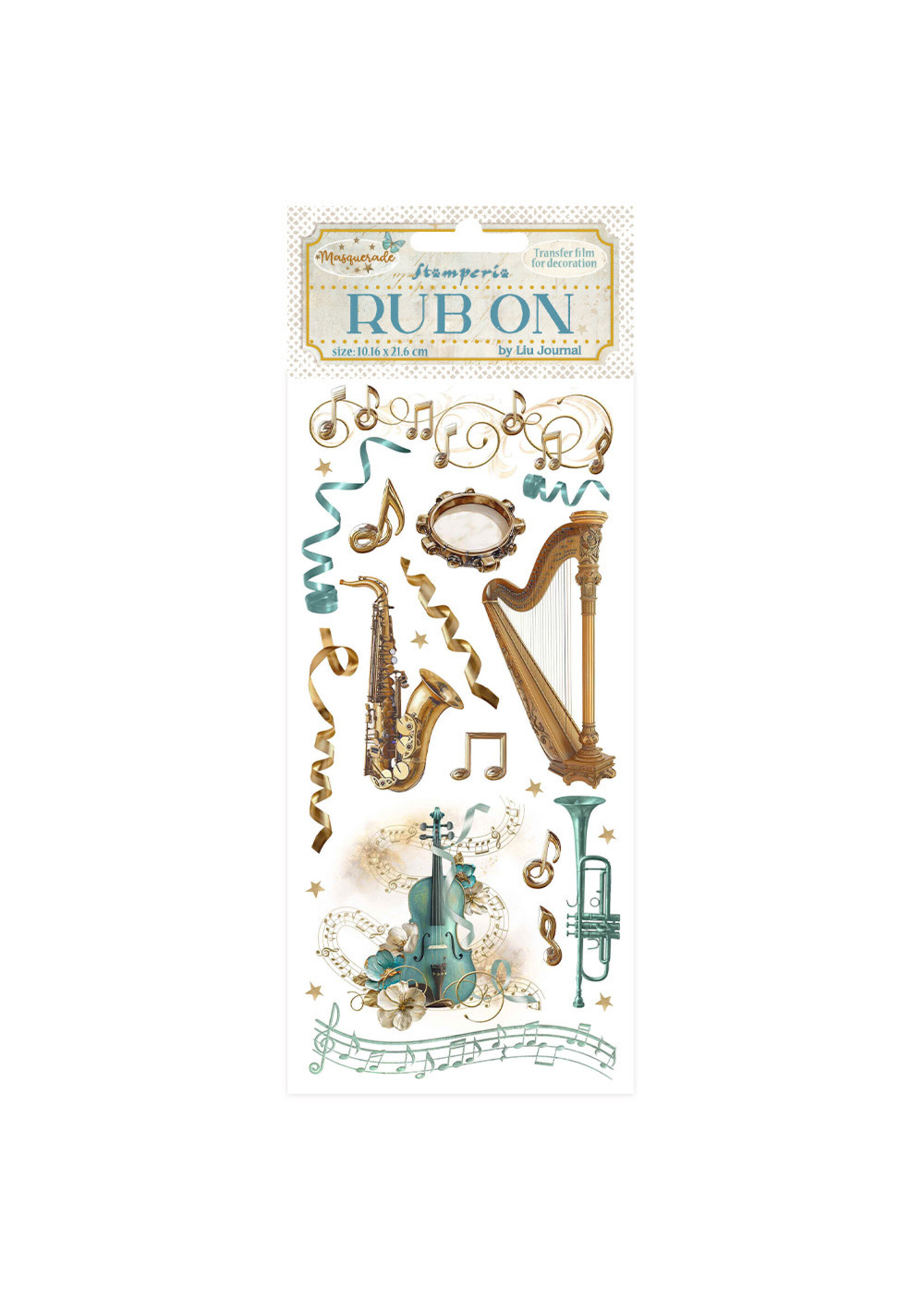 Rub-on cm 10,16x21,6 - Masquerade instrumenten CME-code: DFLRB137